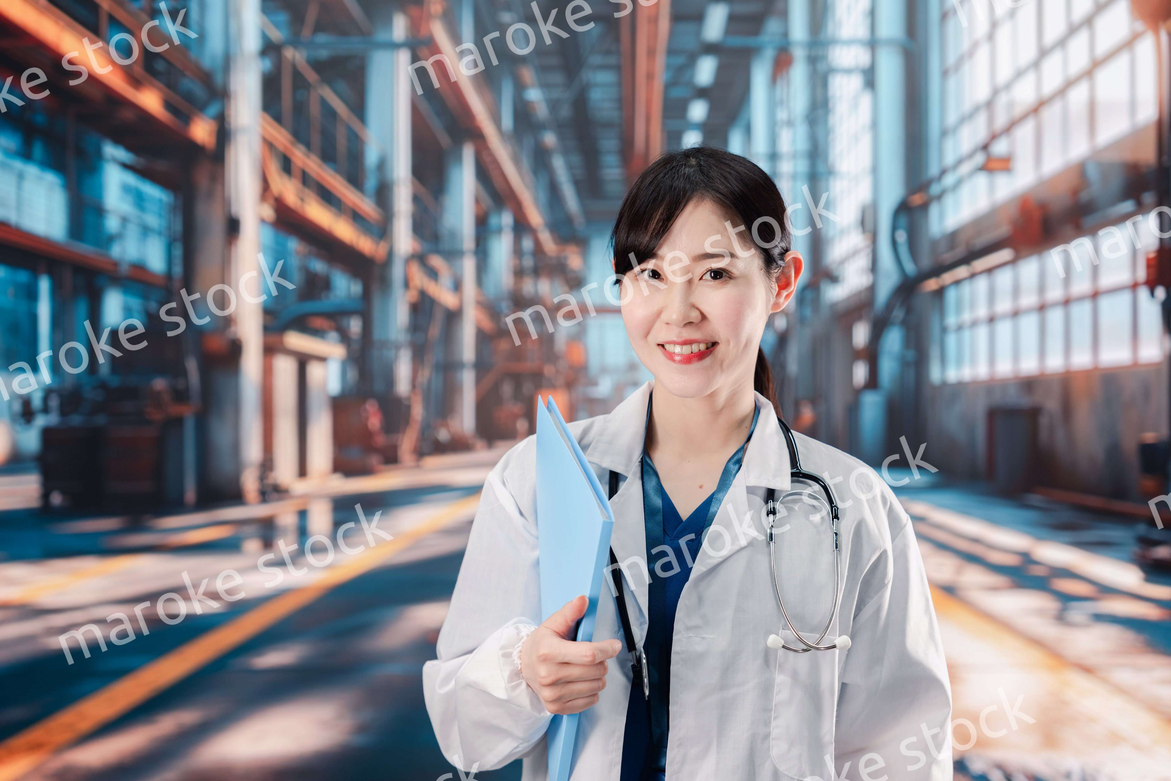 工場で働く産業医の女性