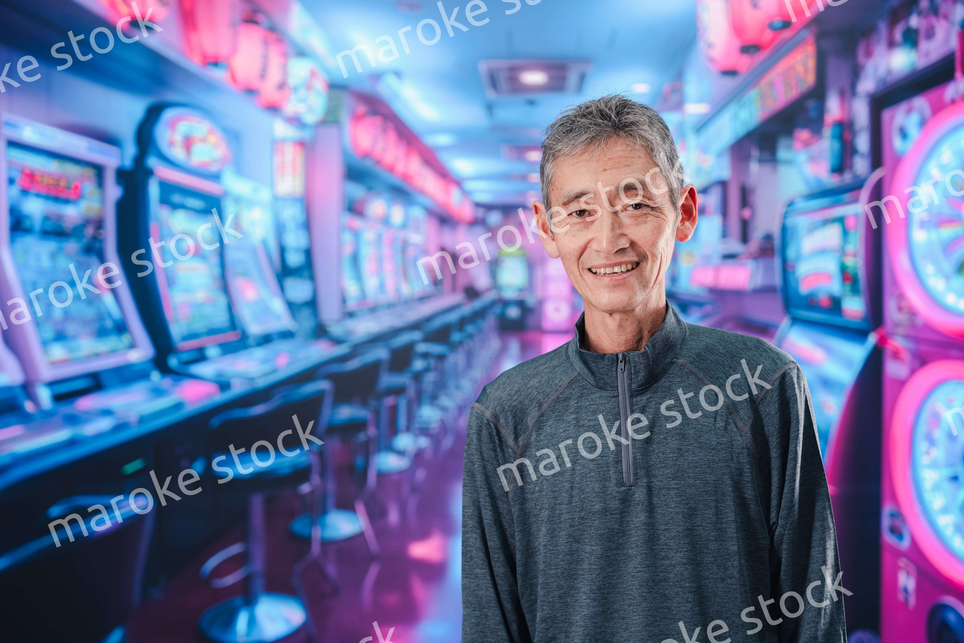 パチンコ店にいるシニアの男性