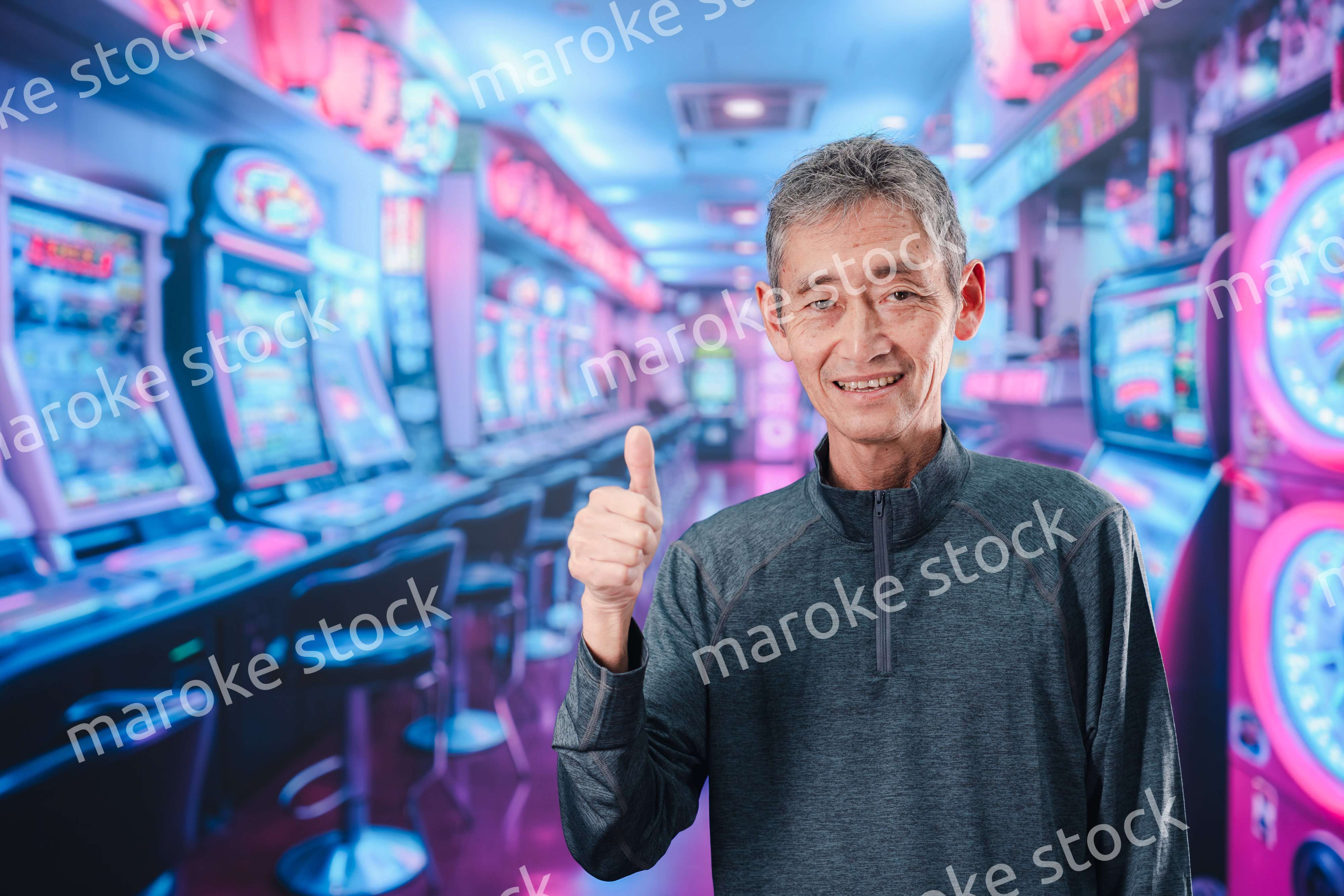 パチンコ店にいるシニアの男性