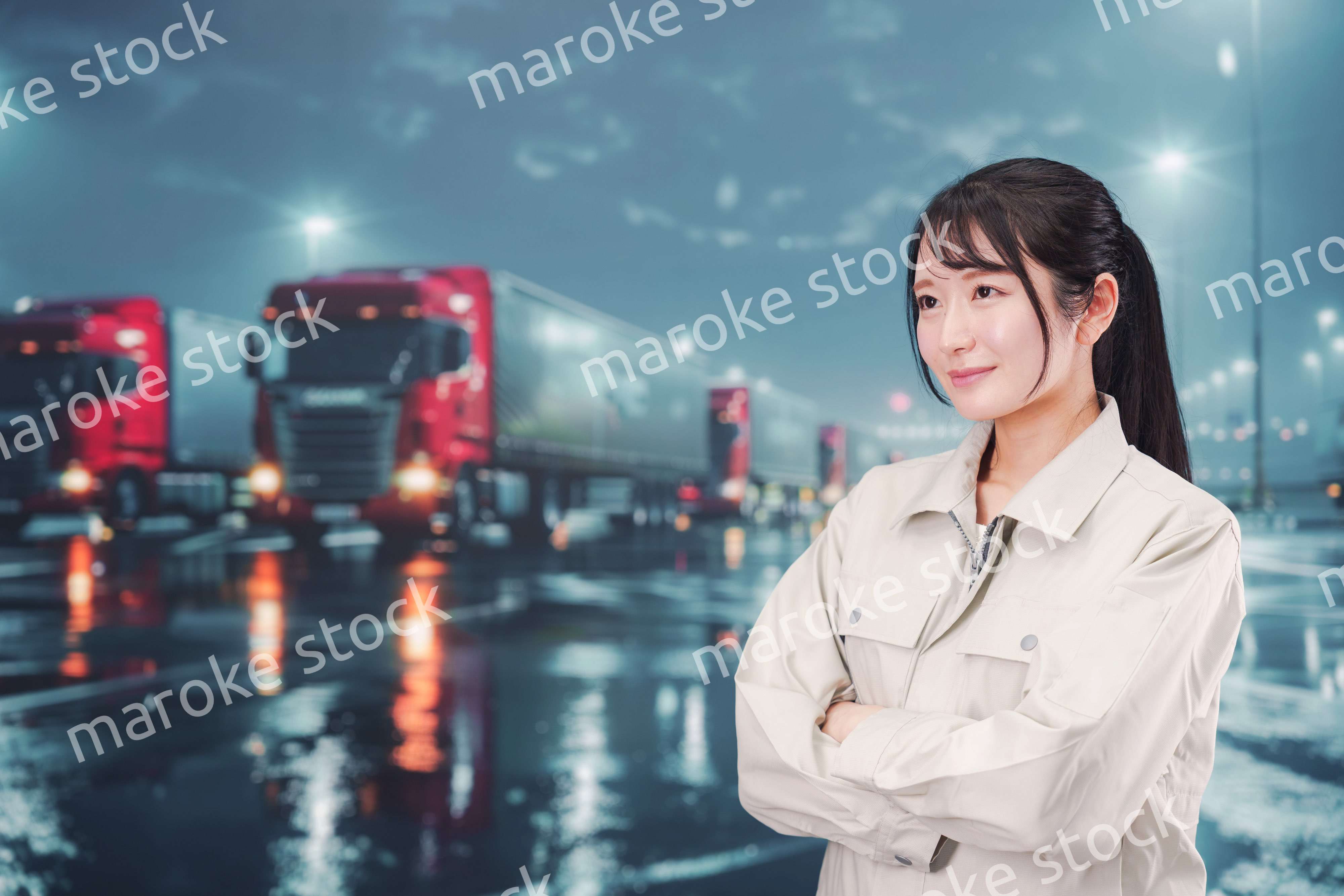 若い女性のトラックドライバー