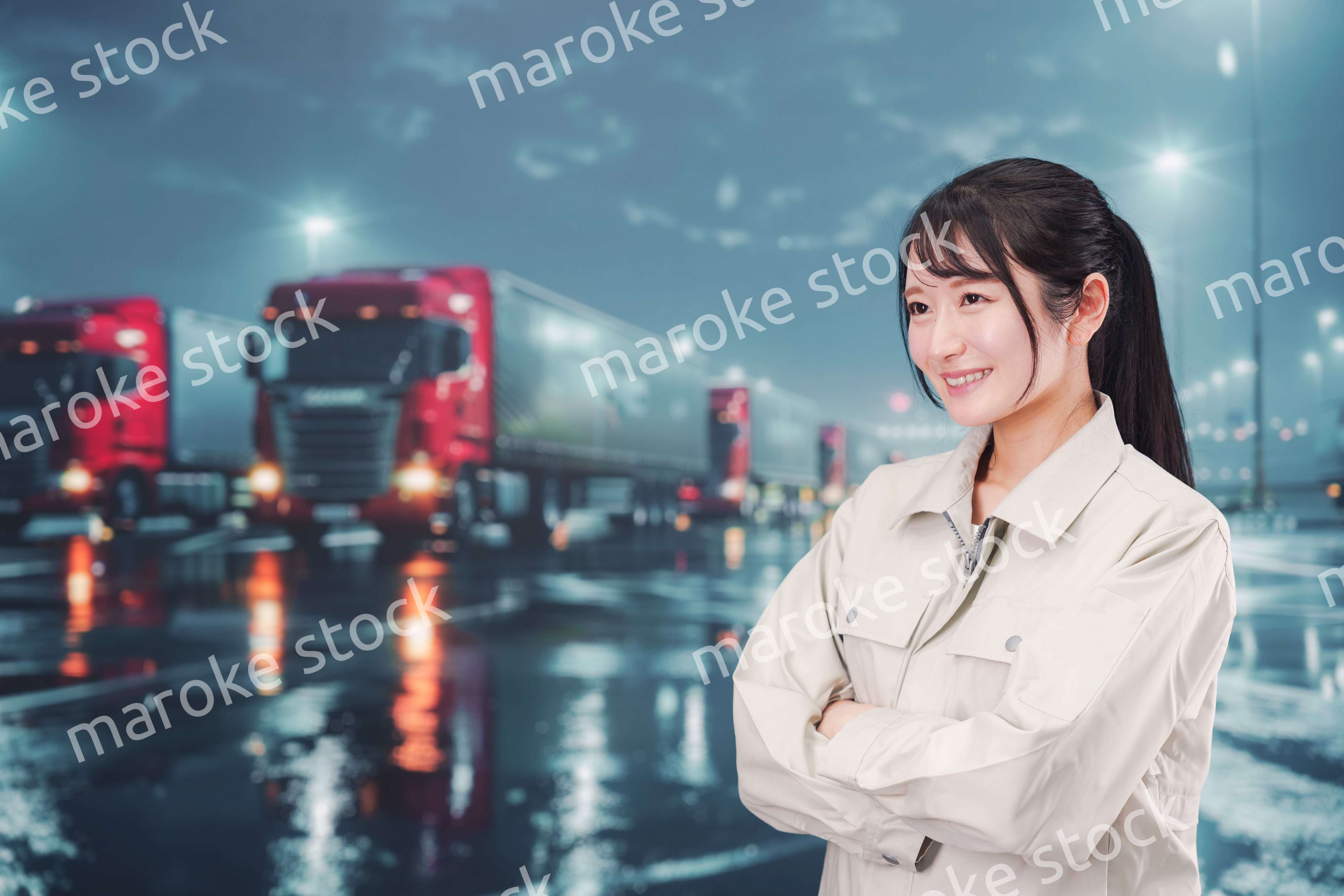 若い女性のトラックドライバー