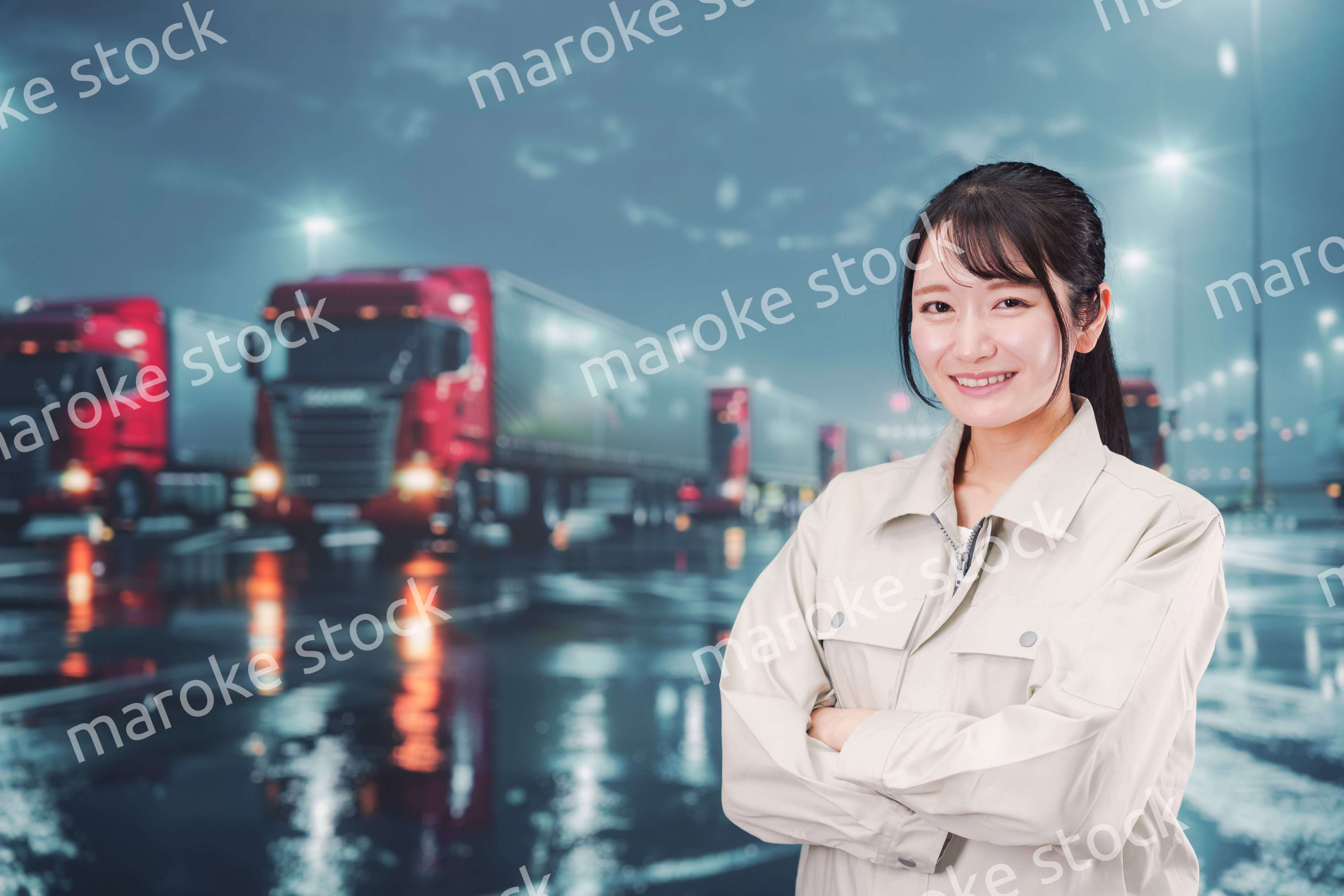 若い女性のトラックドライバー