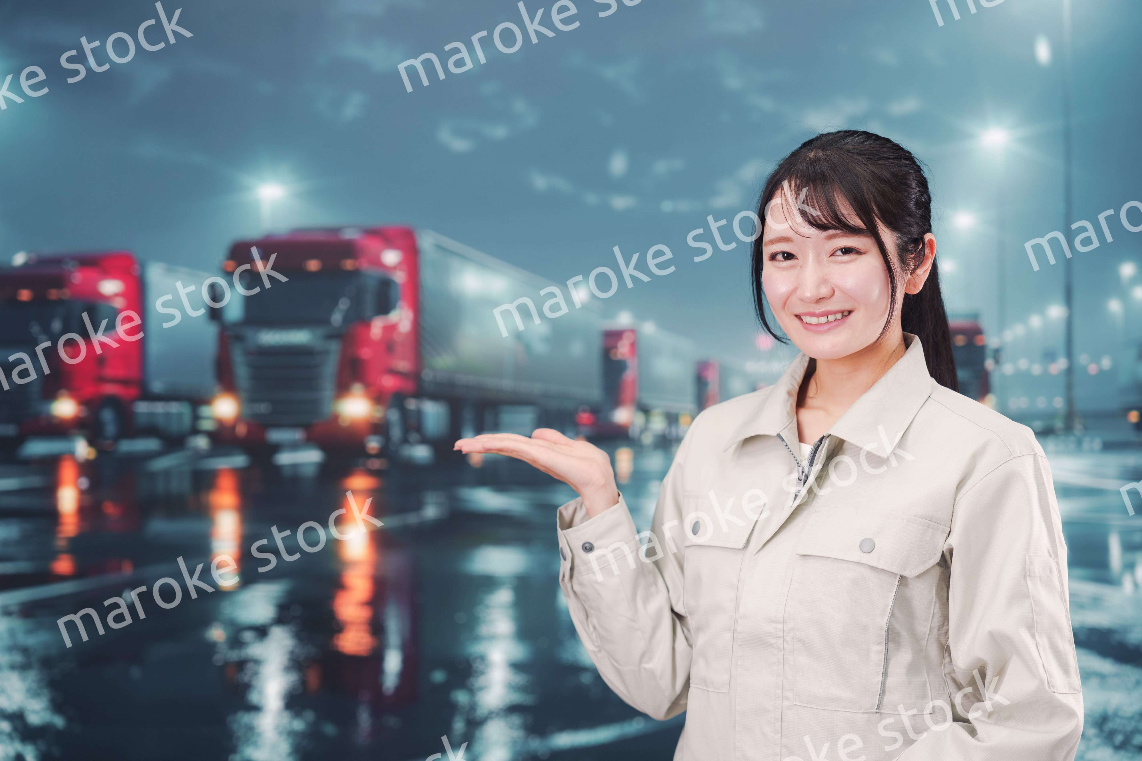 若い女性のトラックドライバー