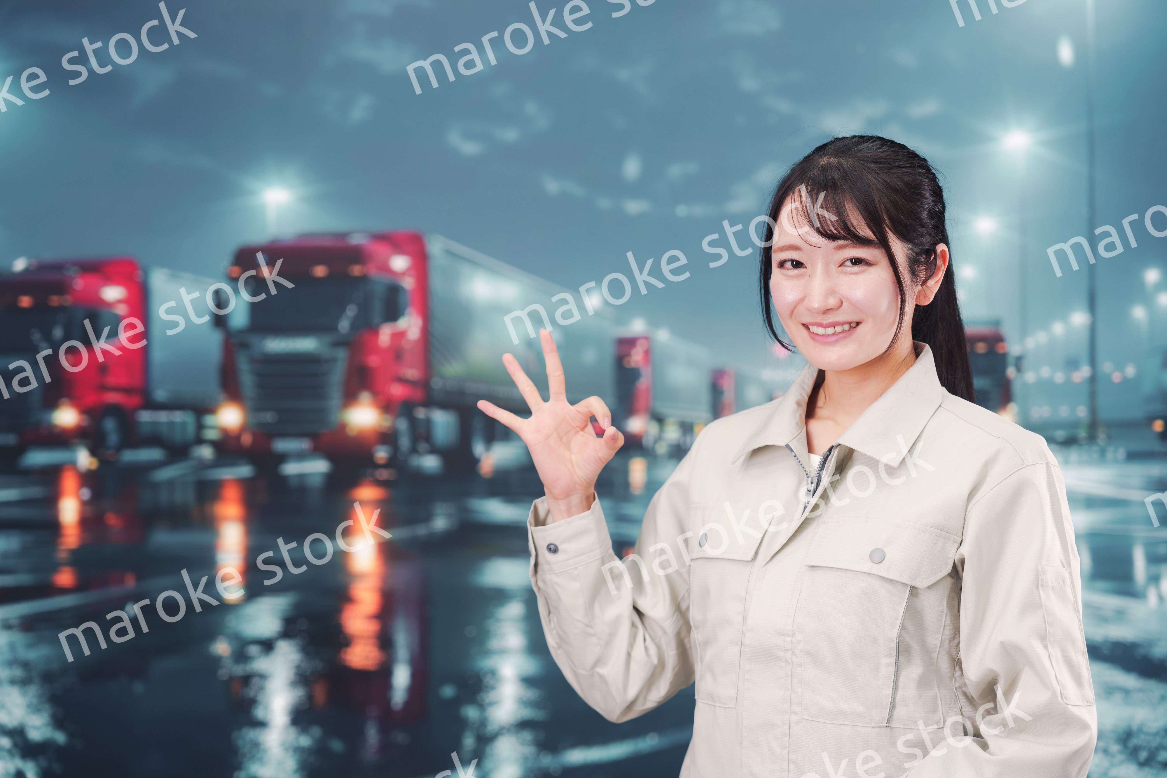 若い女性のトラックドライバー