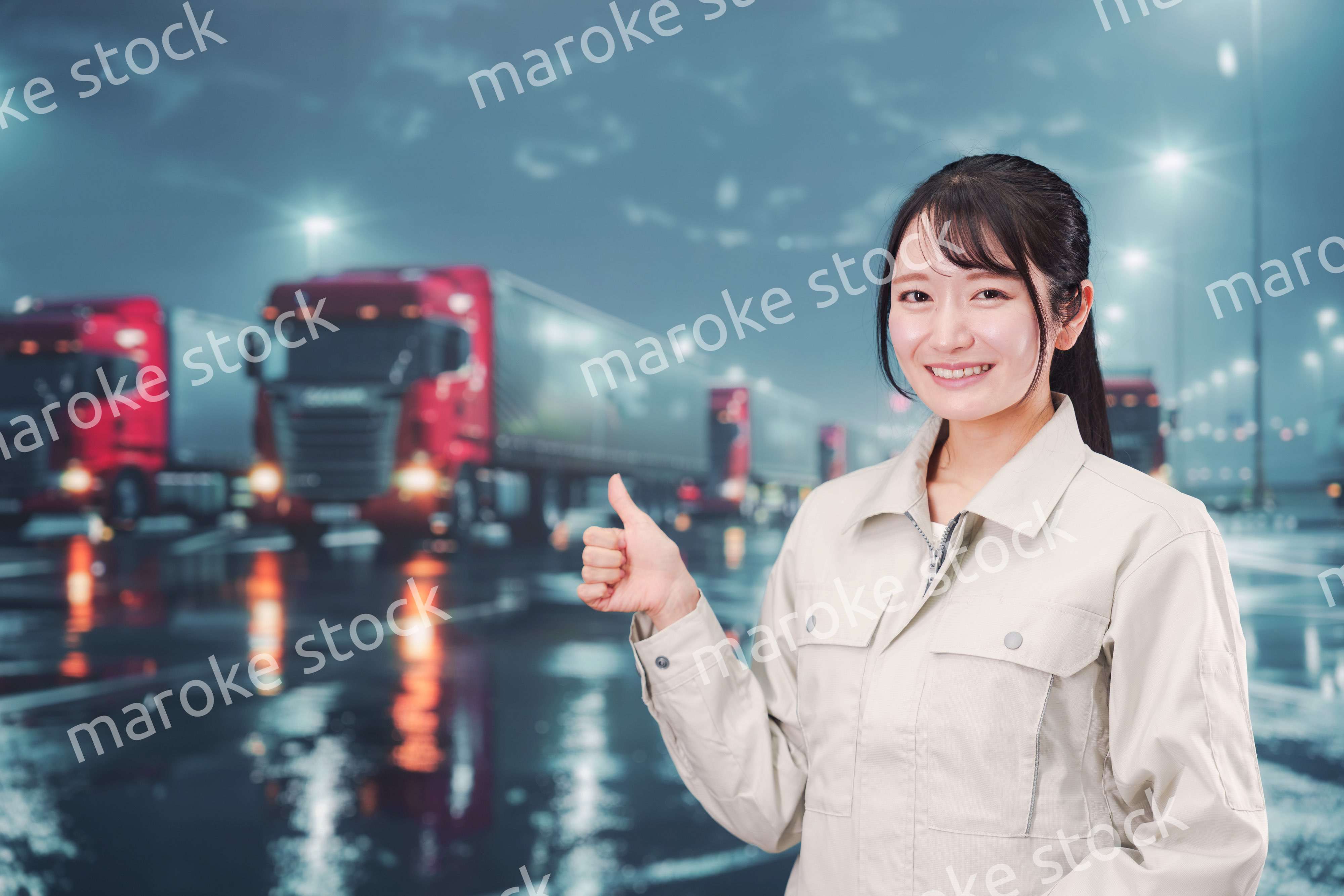 若い女性のトラックドライバー