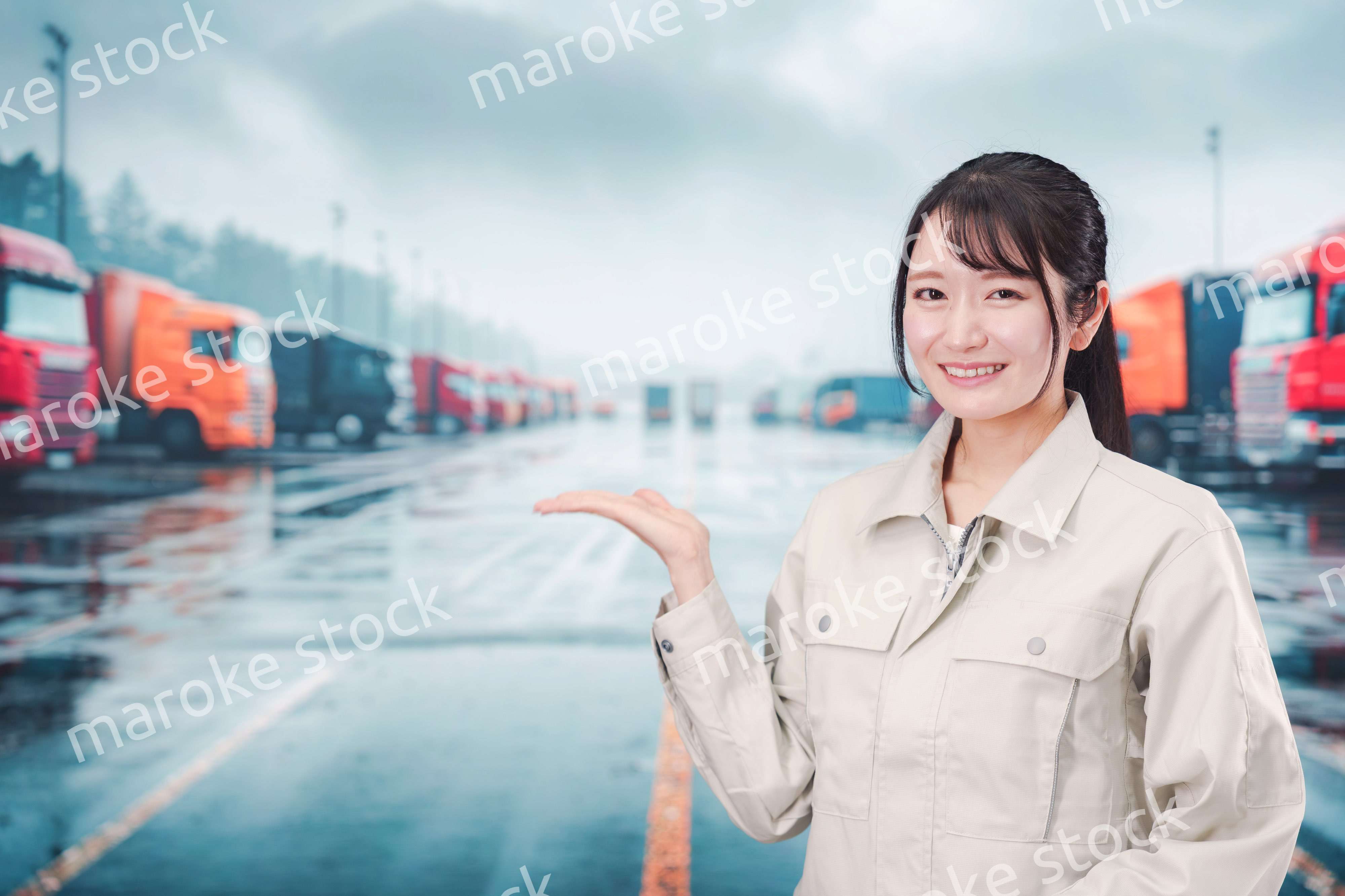 若い女性のトラックドライバー