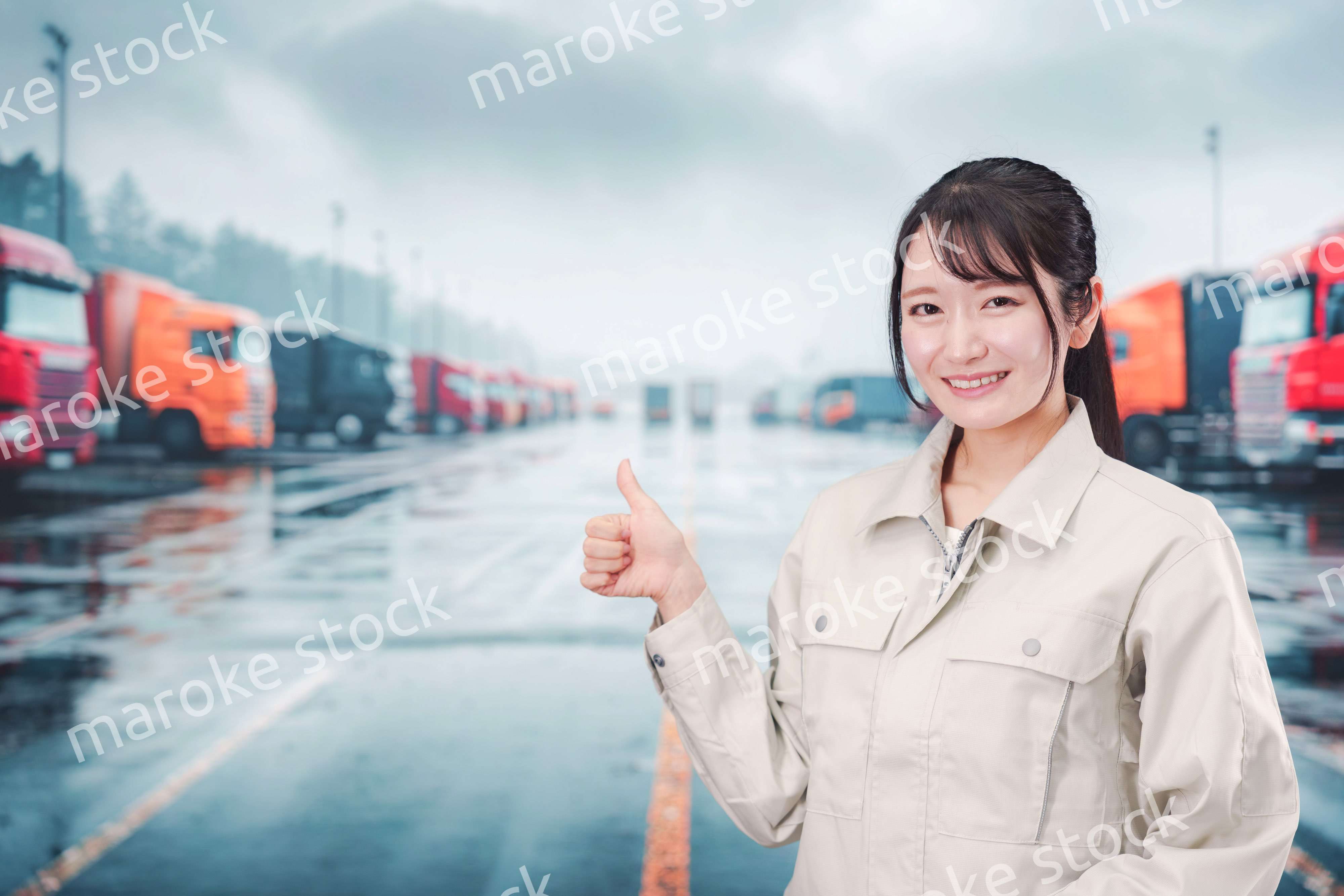 若い女性のトラックドライバー