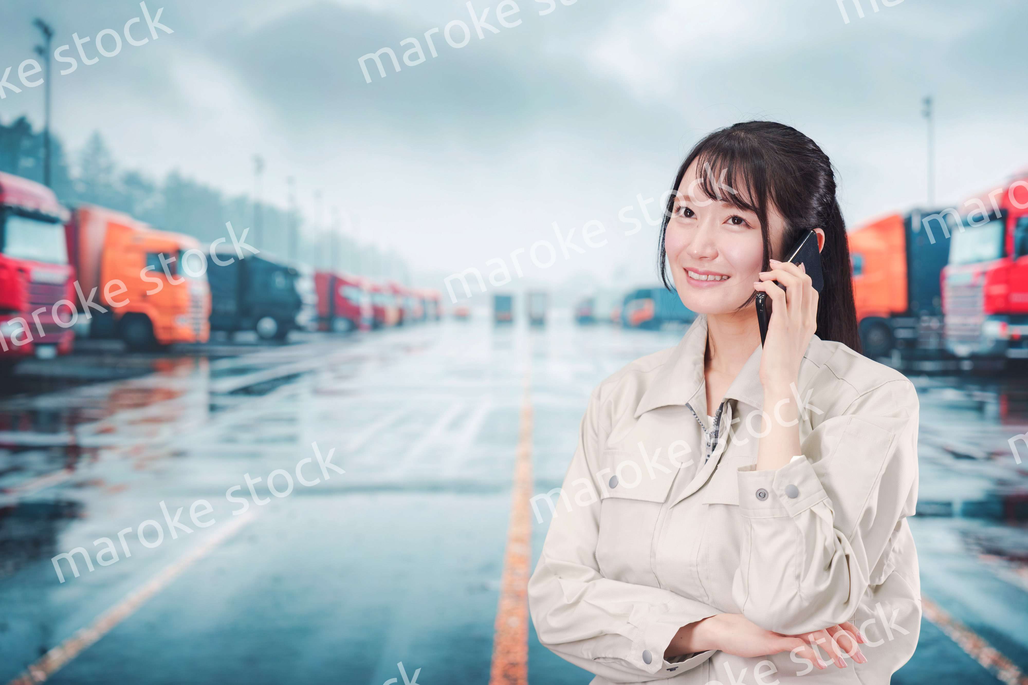 若い女性のトラックドライバー