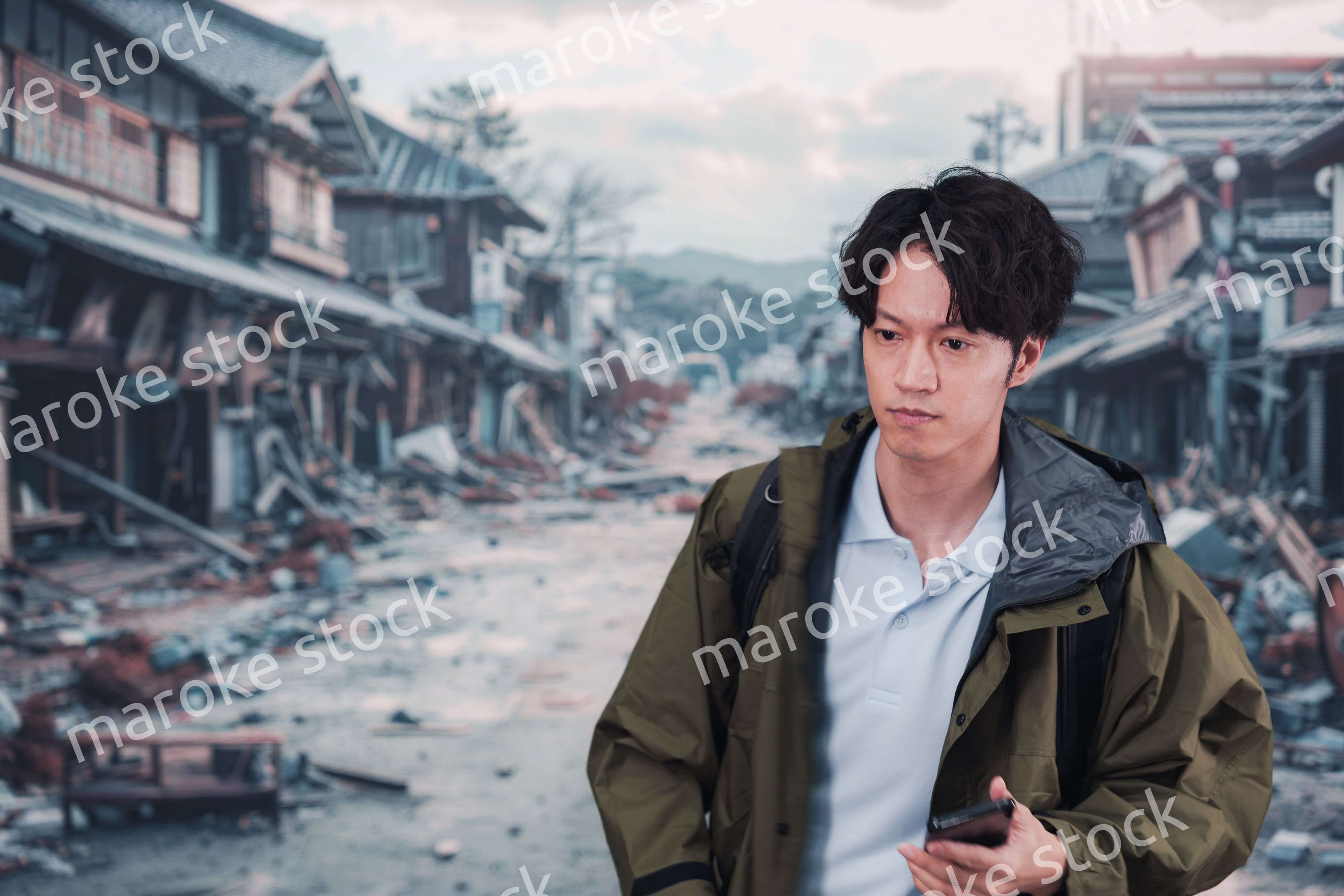 地震で被災した男性