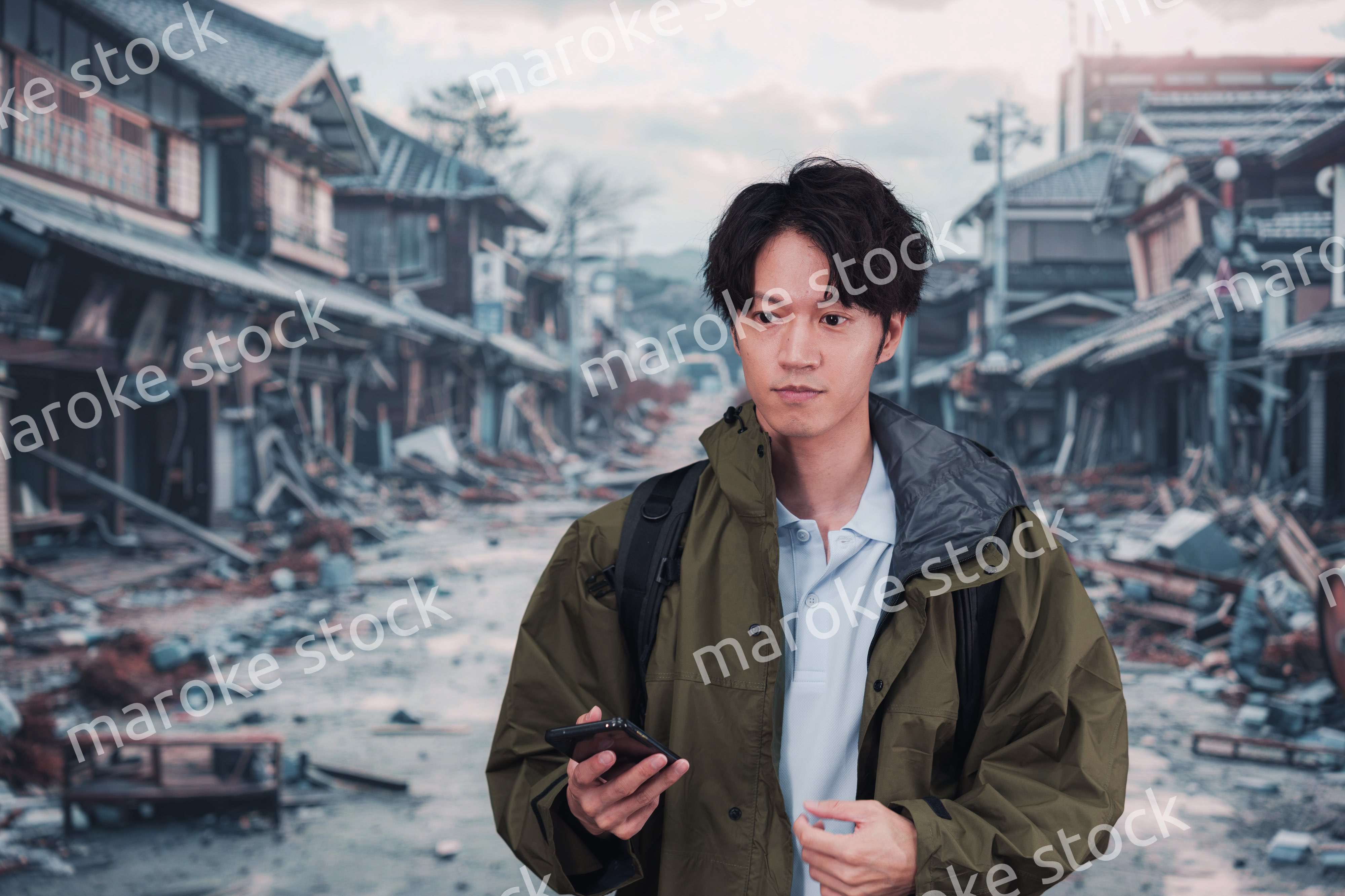 地震で被災した男性