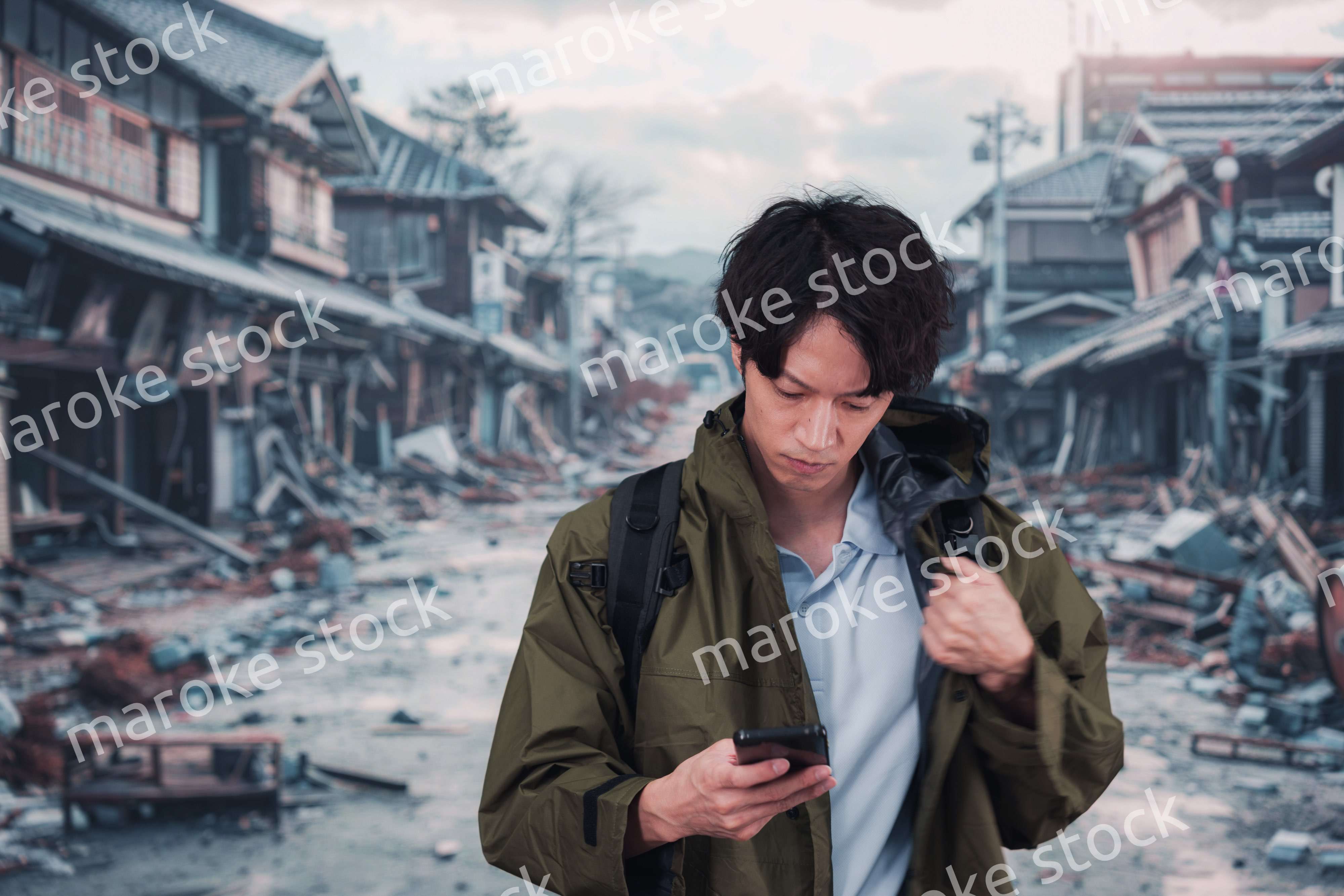 地震で被災した男性