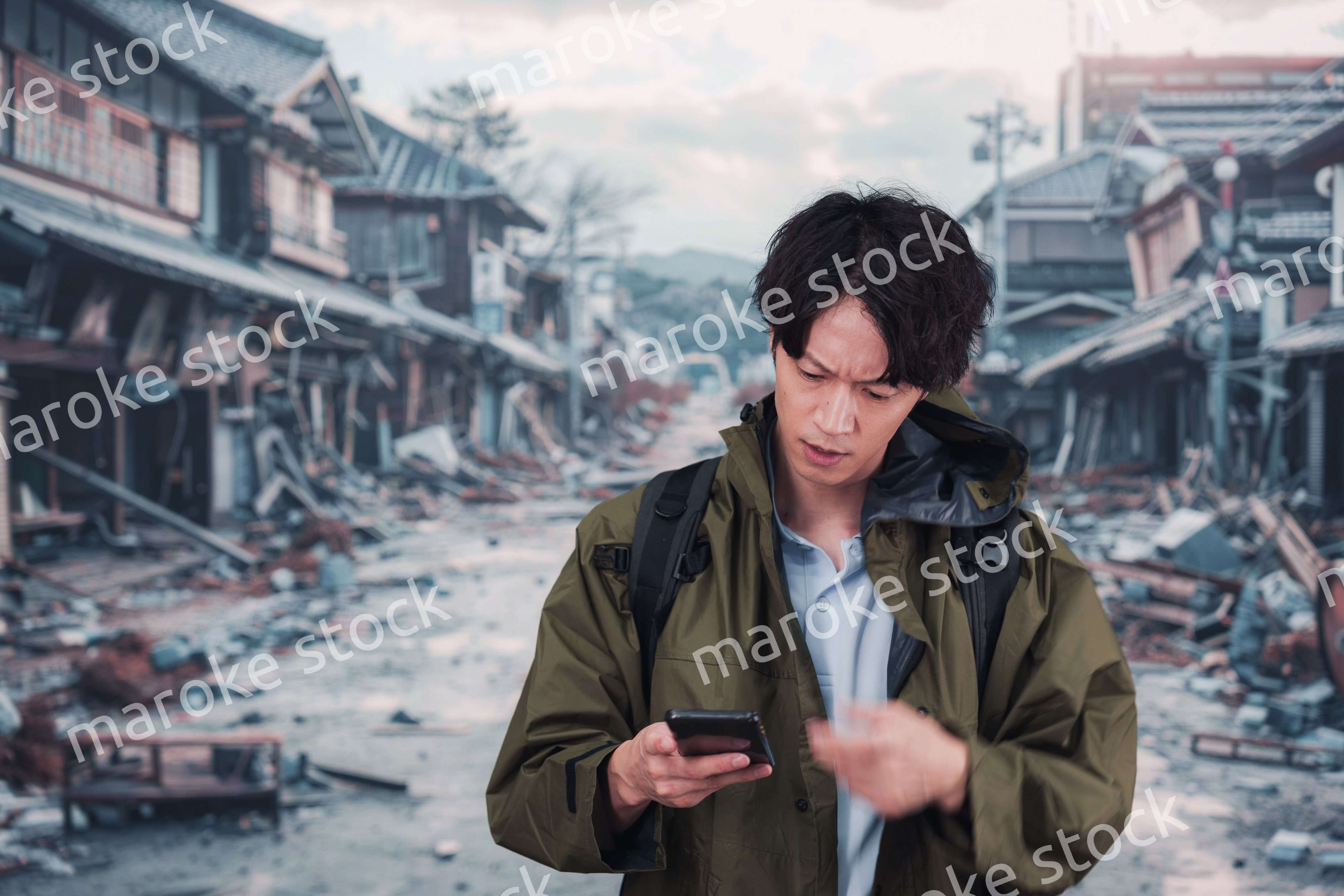 地震で被災した男性