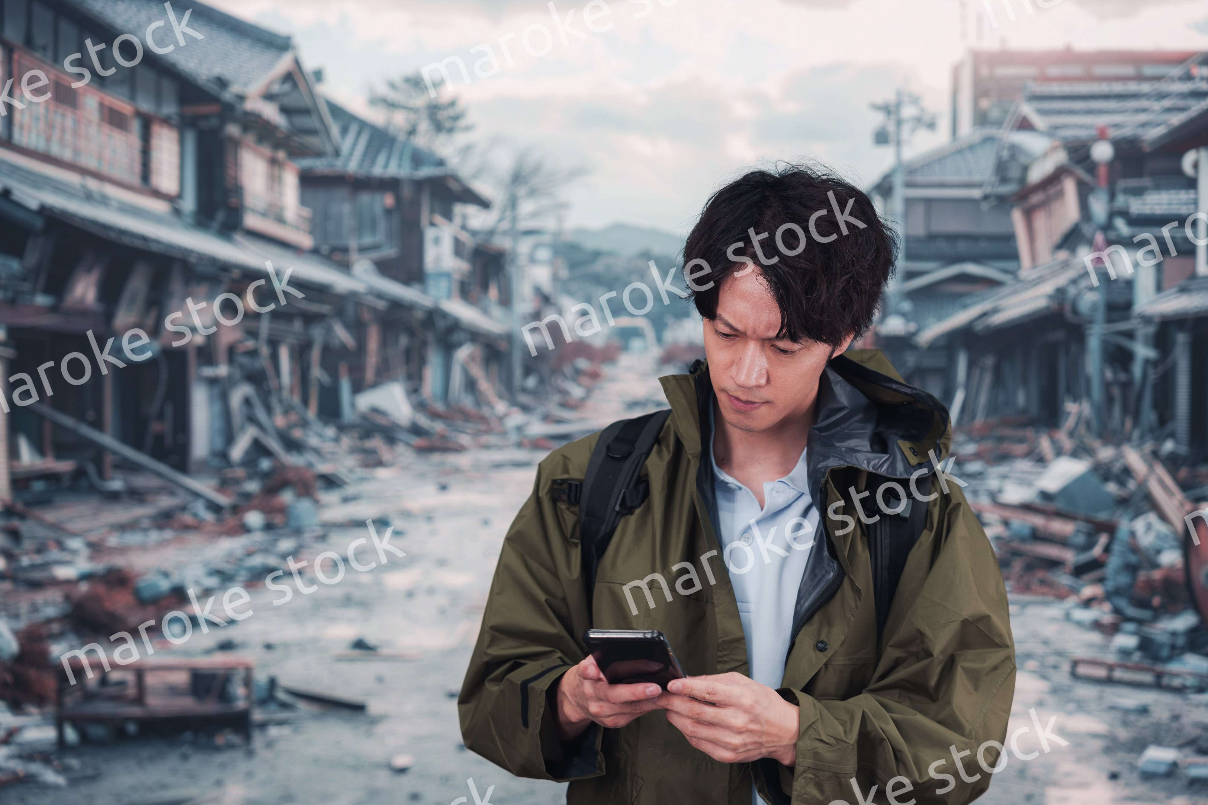 地震で被災した男性