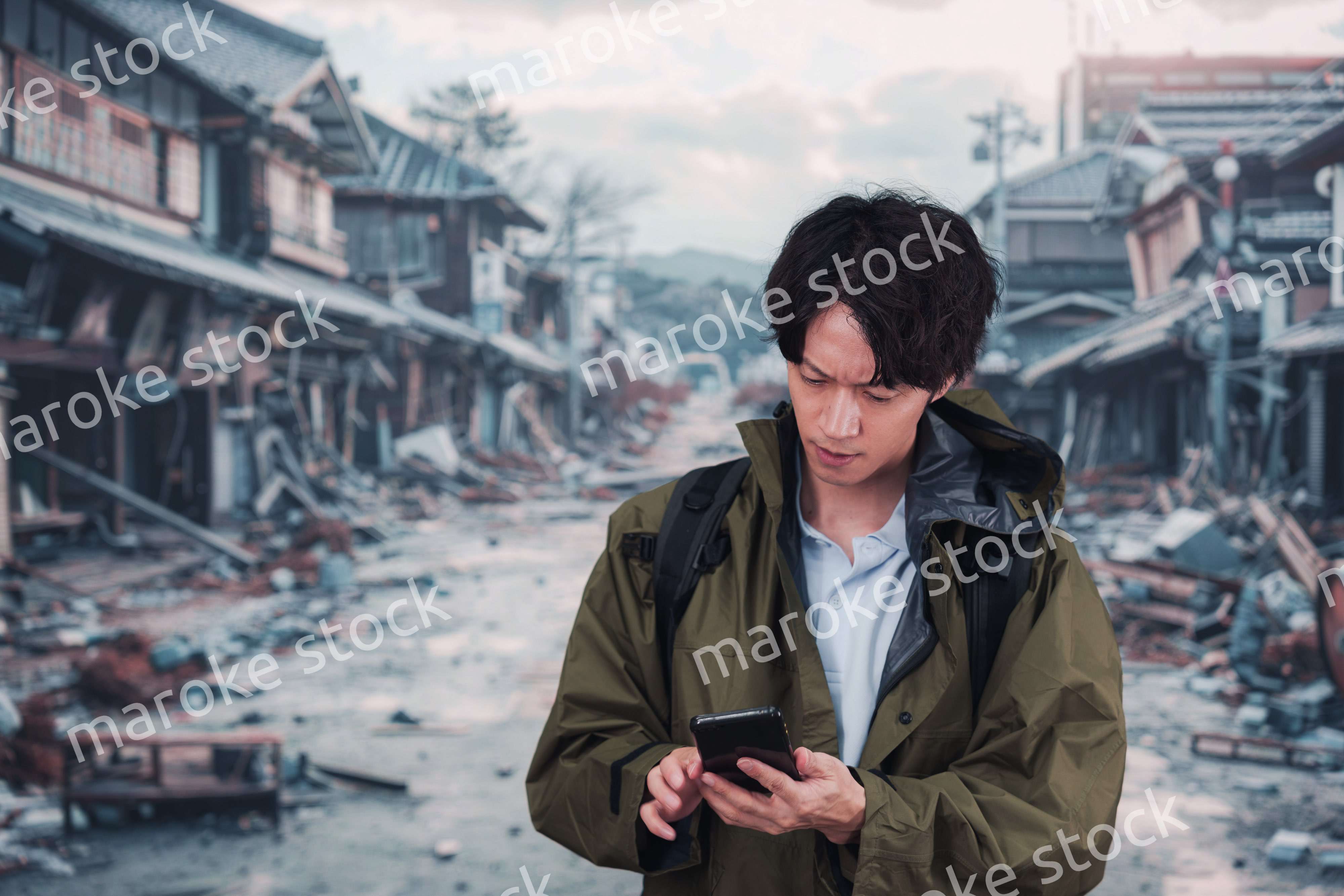 地震で被災した男性