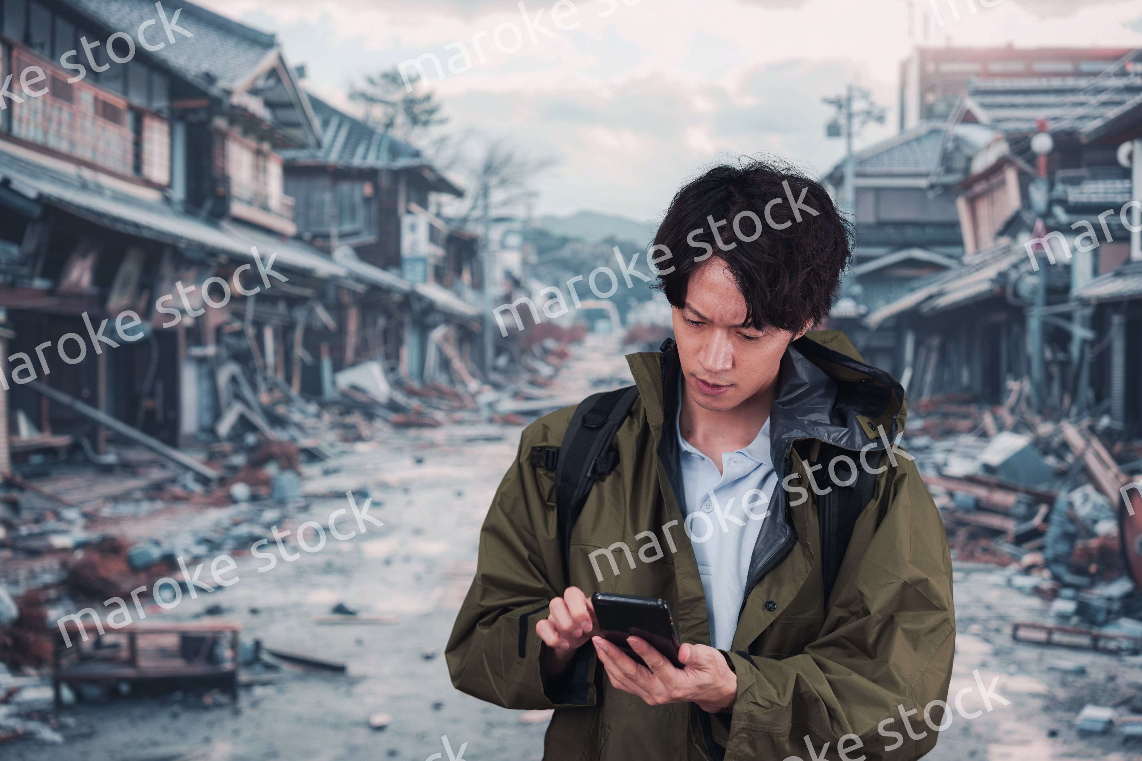 地震で被災した男性