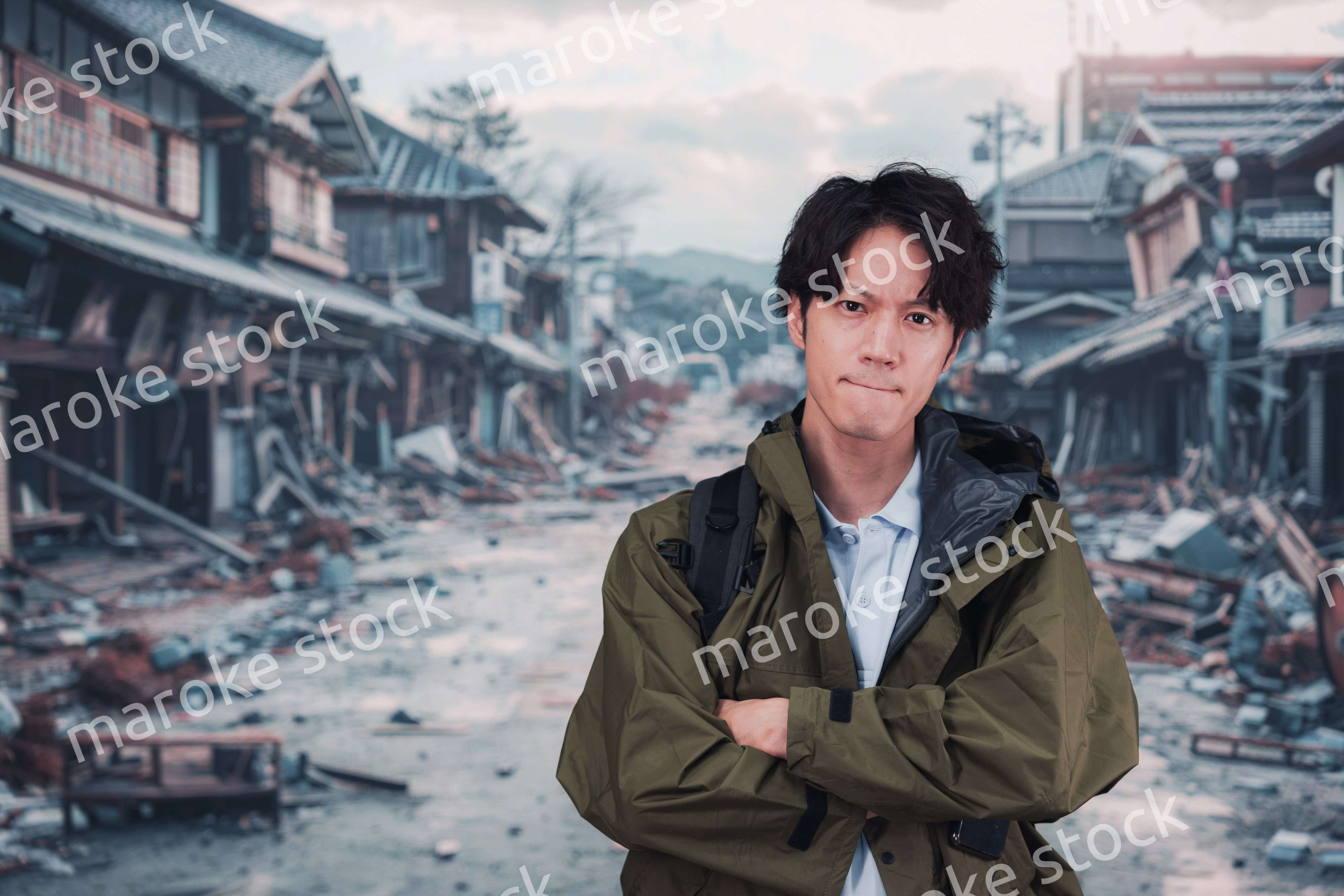 地震で被災した男性