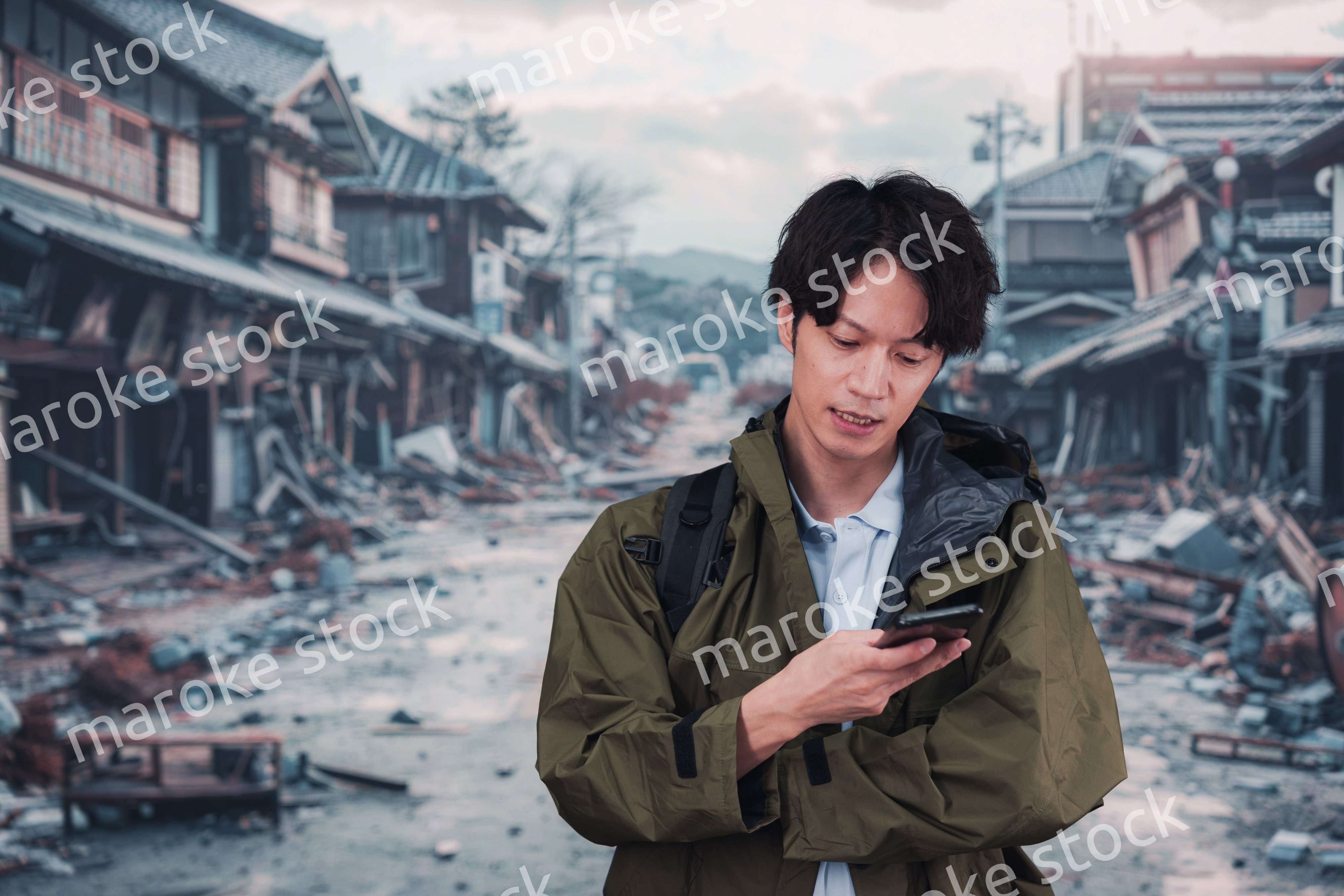 地震で被災した男性