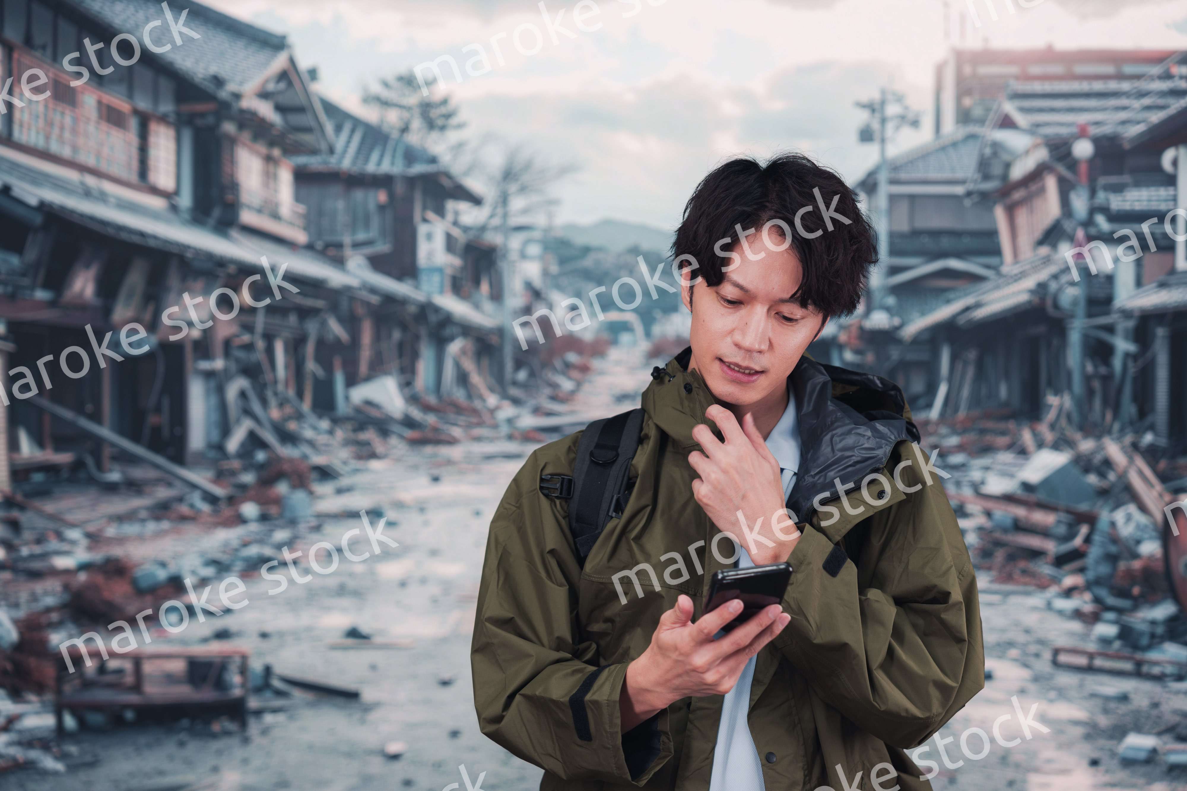 地震で被災した男性