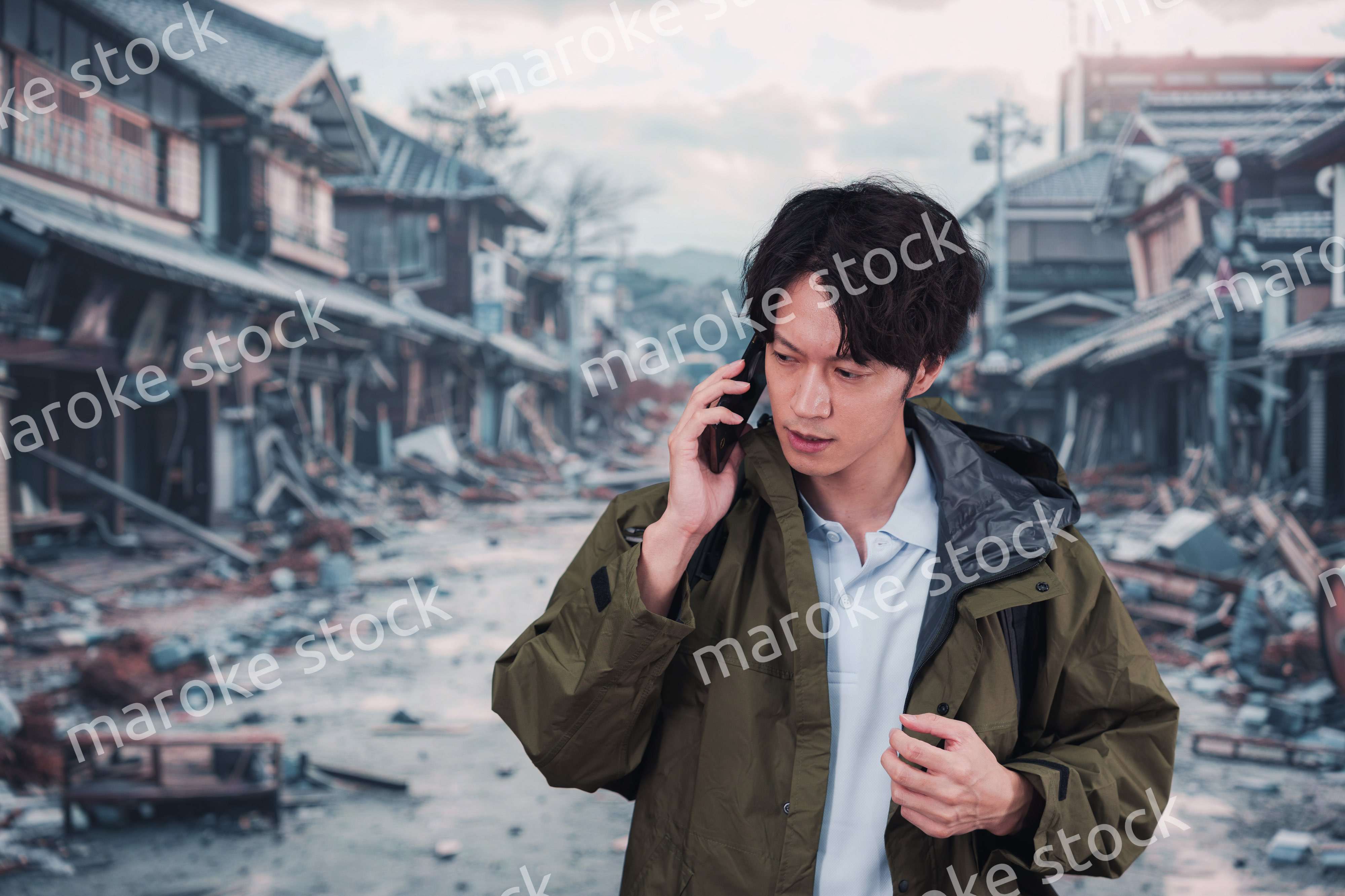 地震で被災した男性