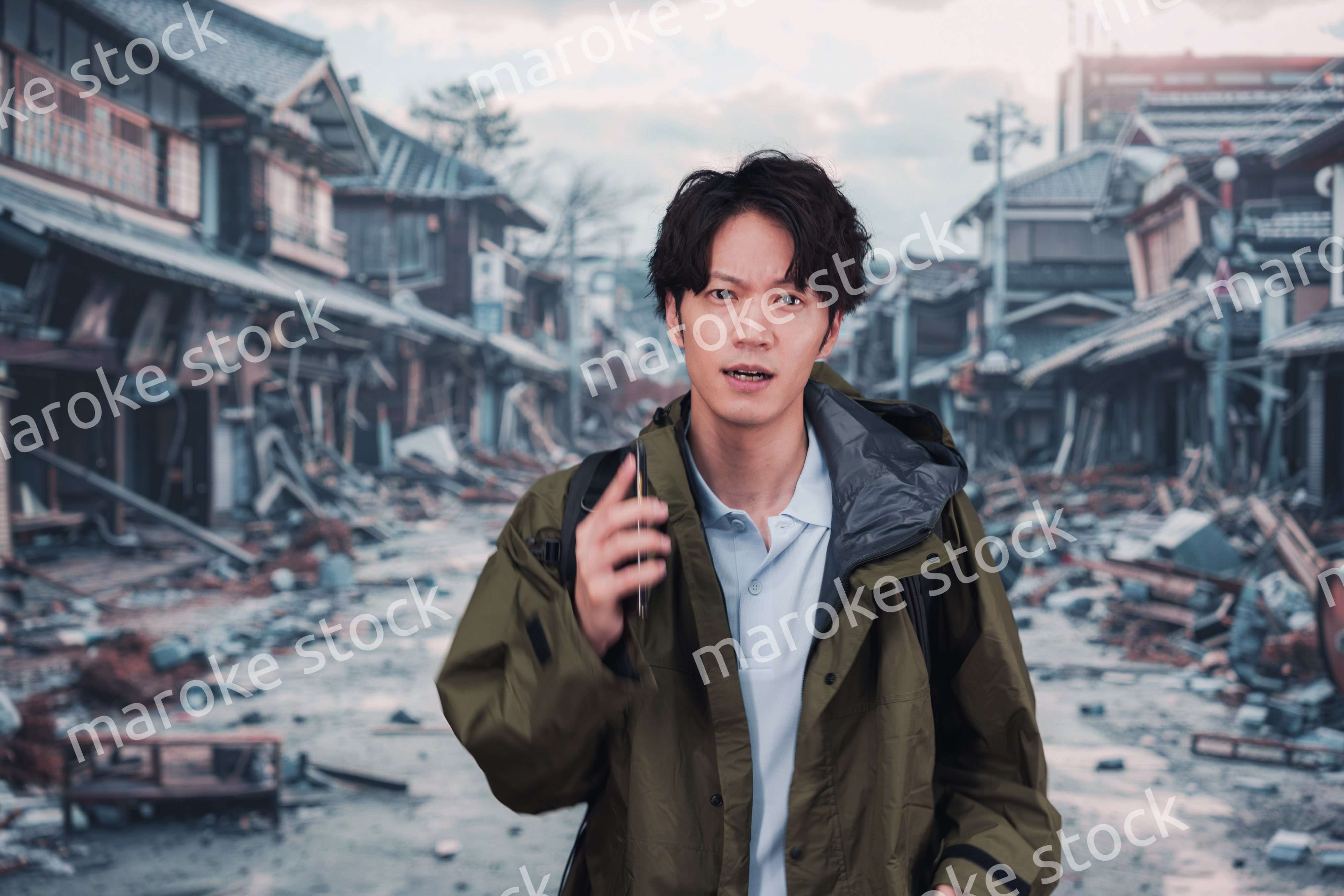 地震で被災した男性