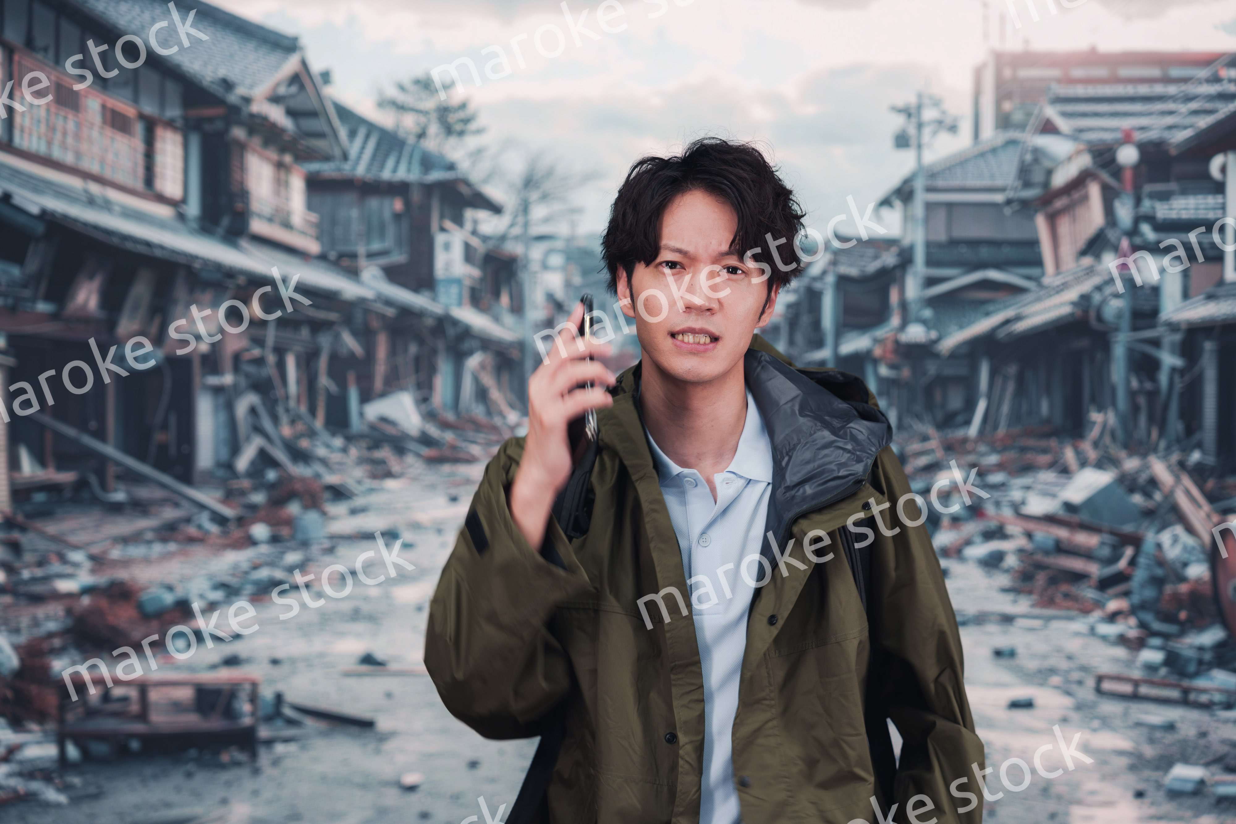 地震で被災した男性