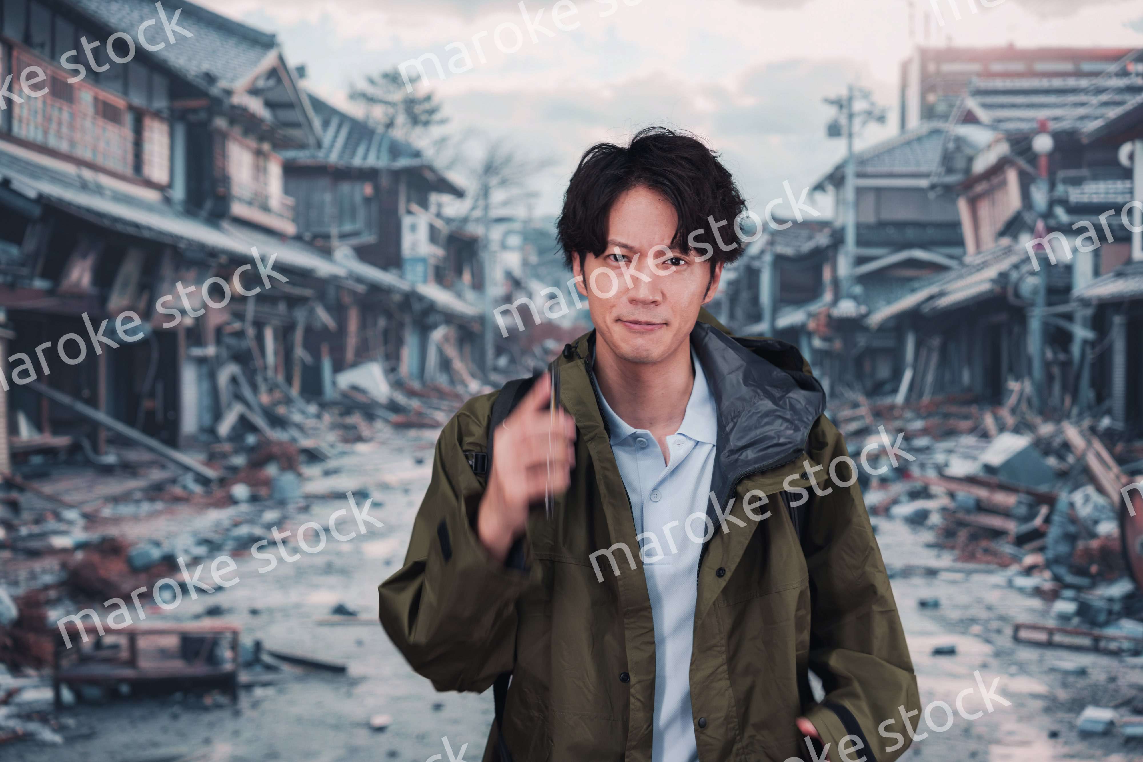 地震で被災した男性