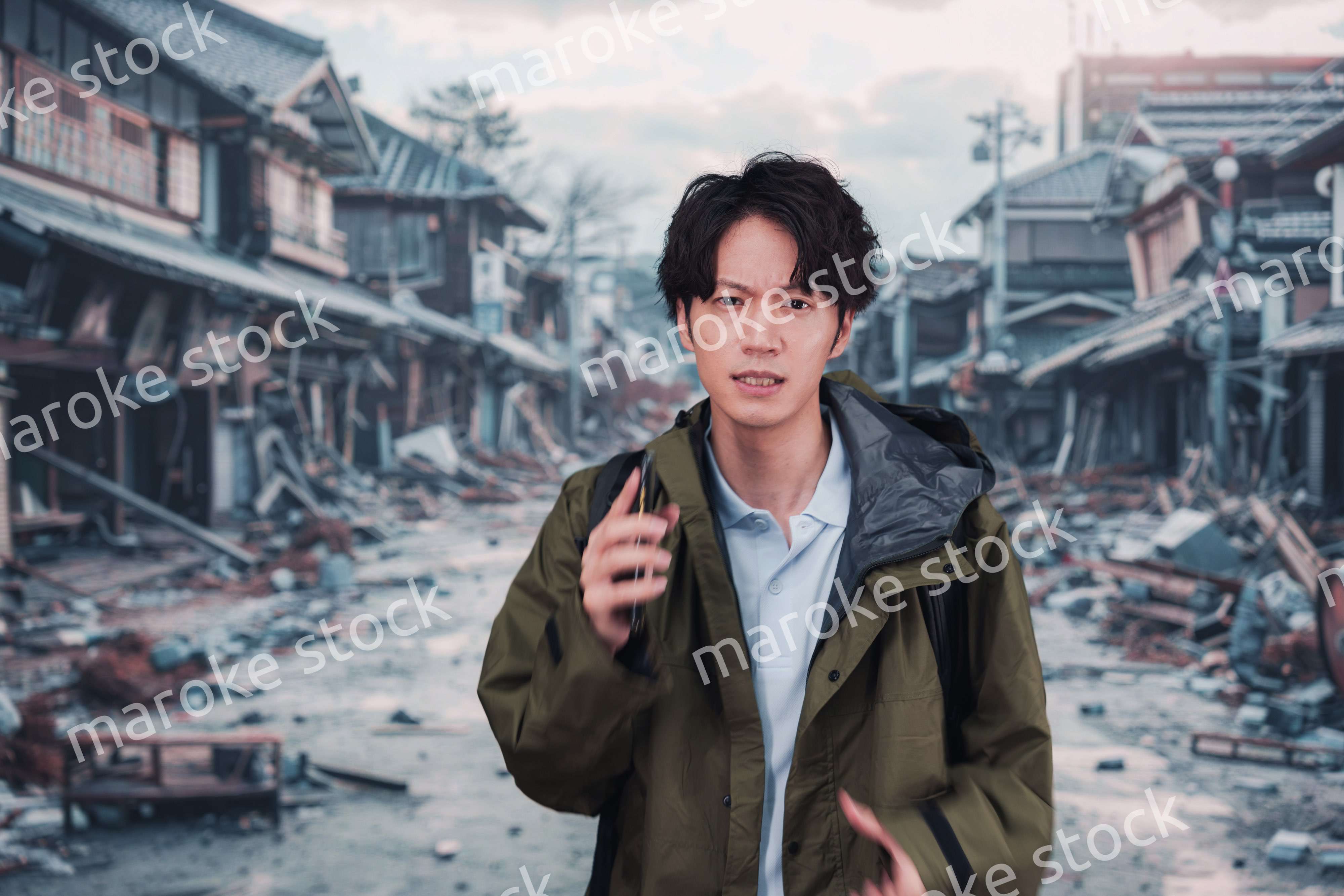 地震で被災した男性