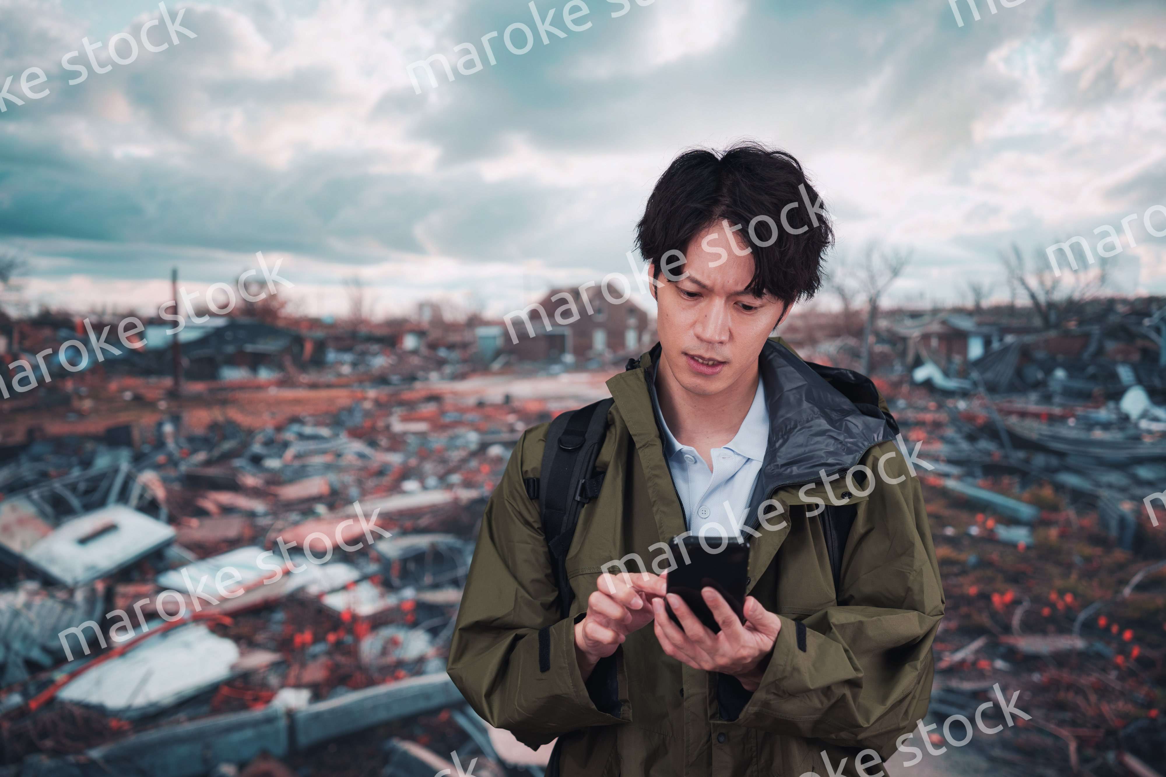 地震で被災した男性