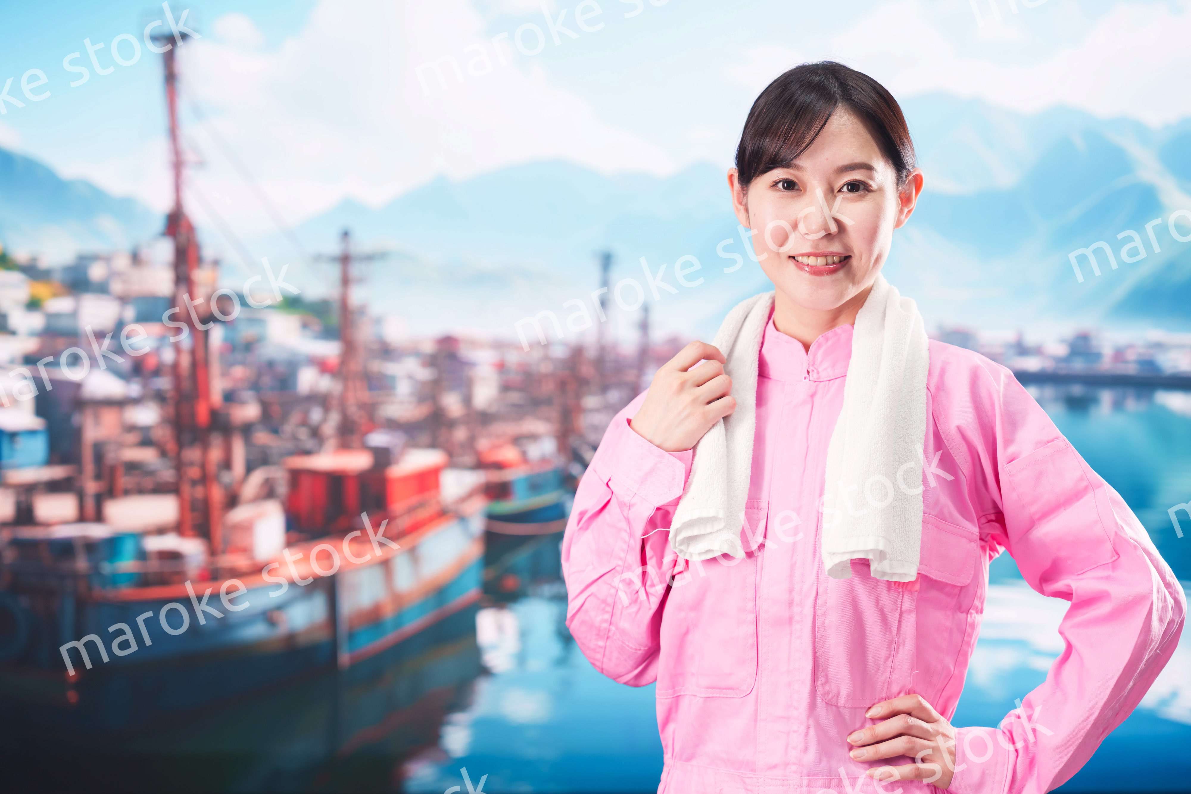 漁師として働く若い女性