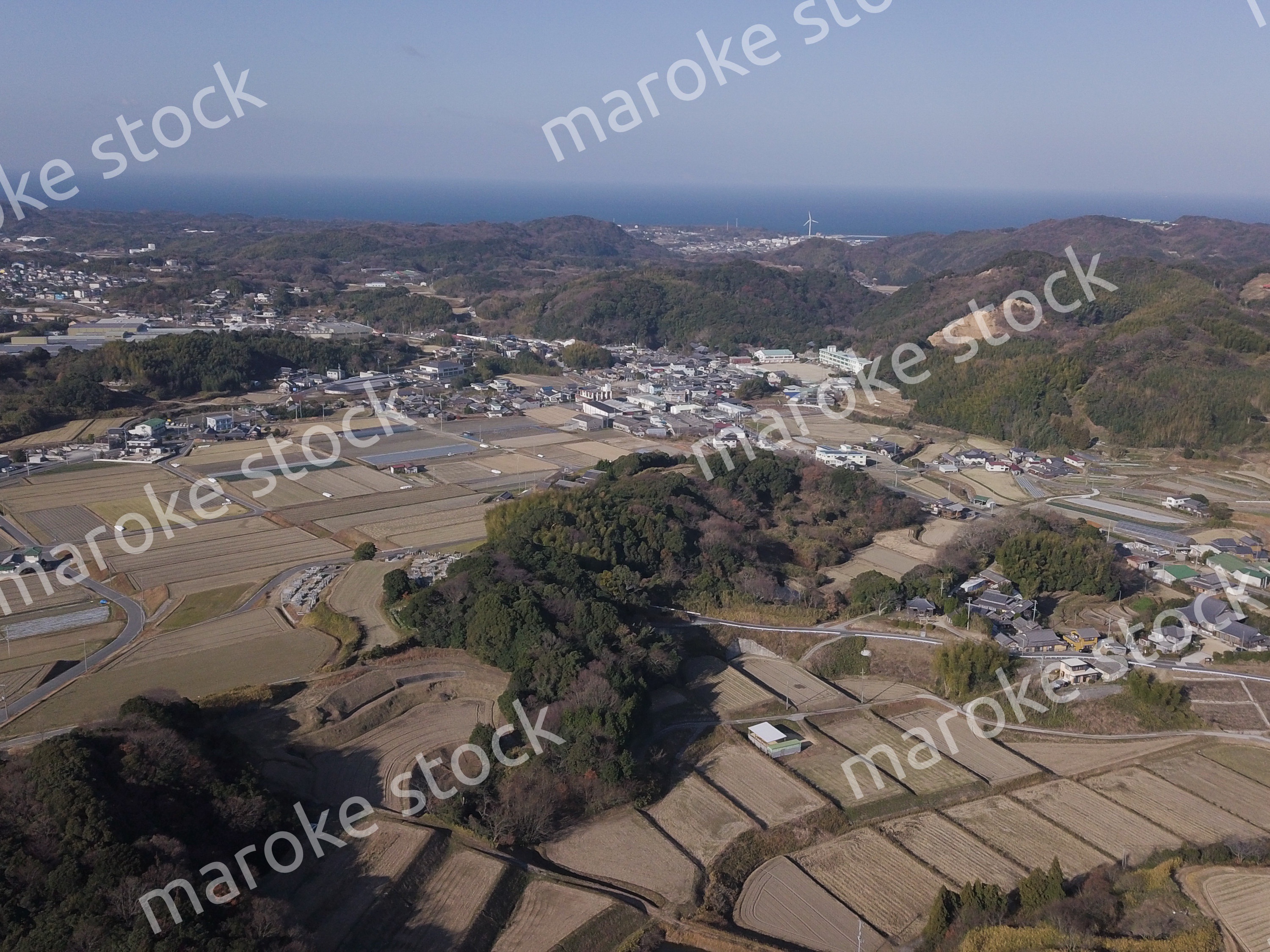 日本の田園風景ドローン撮影・淡路島