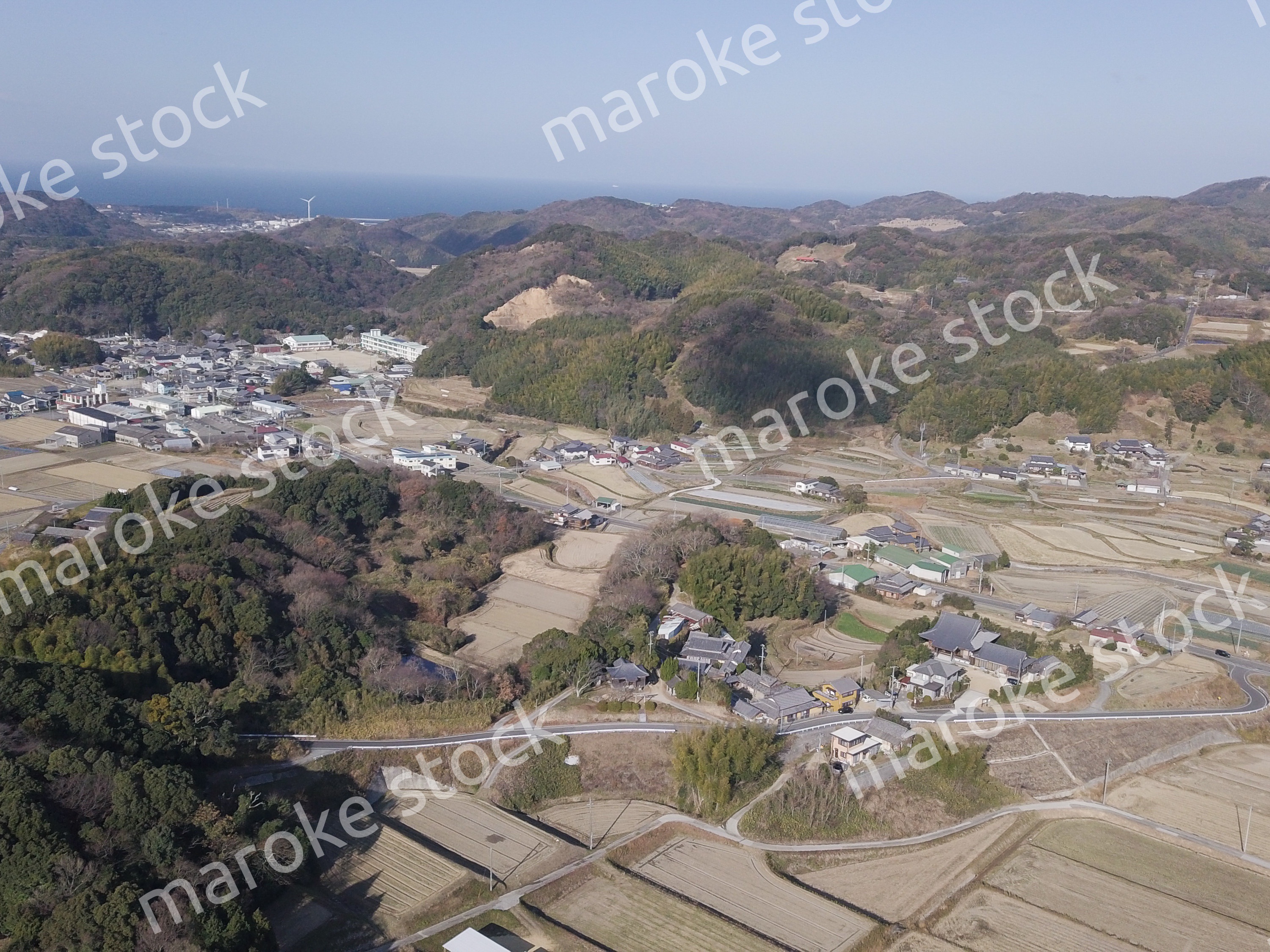 日本の田園風景ドローン撮影・淡路島