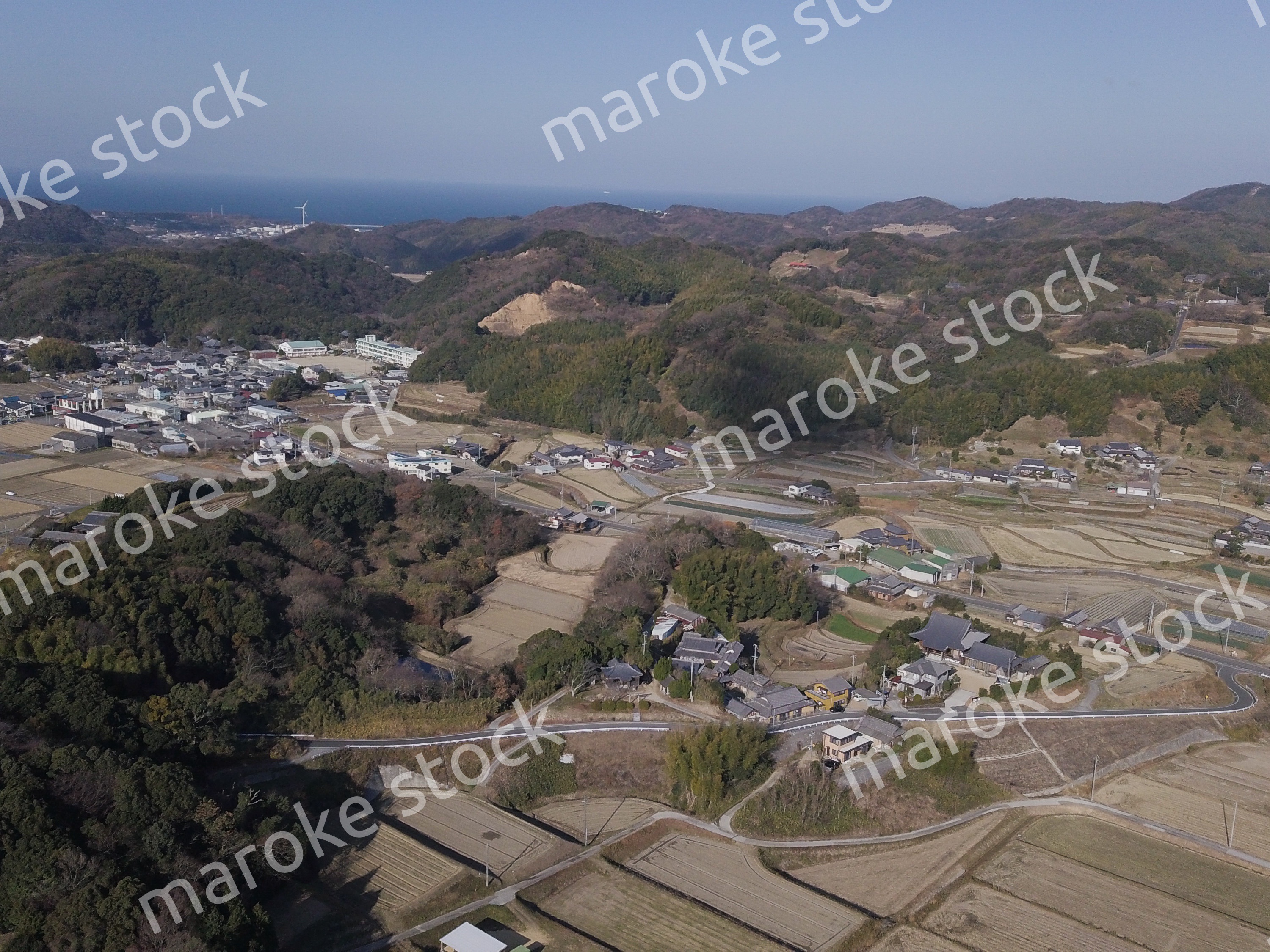 日本の田園風景ドローン撮影・淡路島