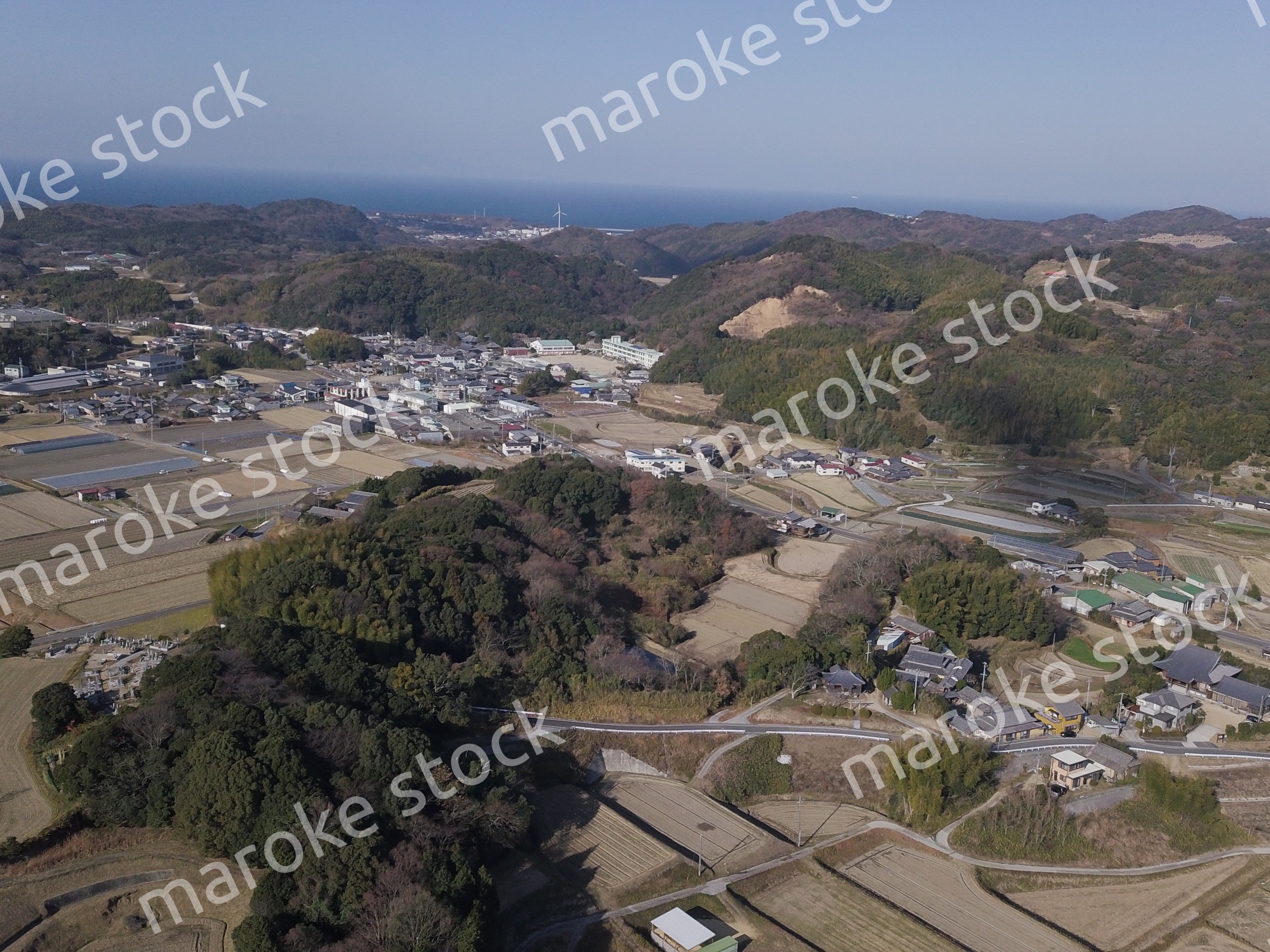 日本の田園風景ドローン撮影・淡路島