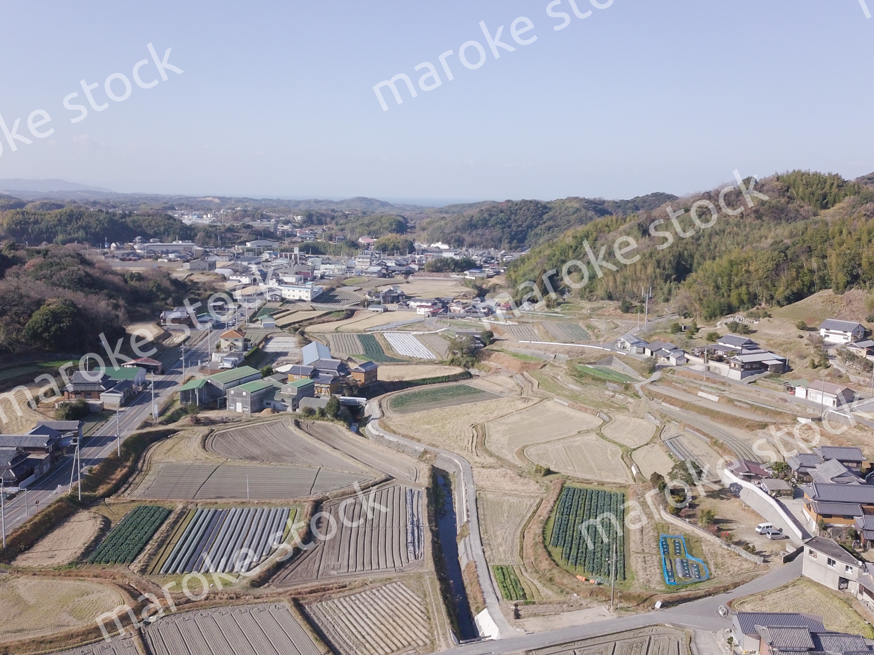 日本の田園風景ドローン撮影・淡路島