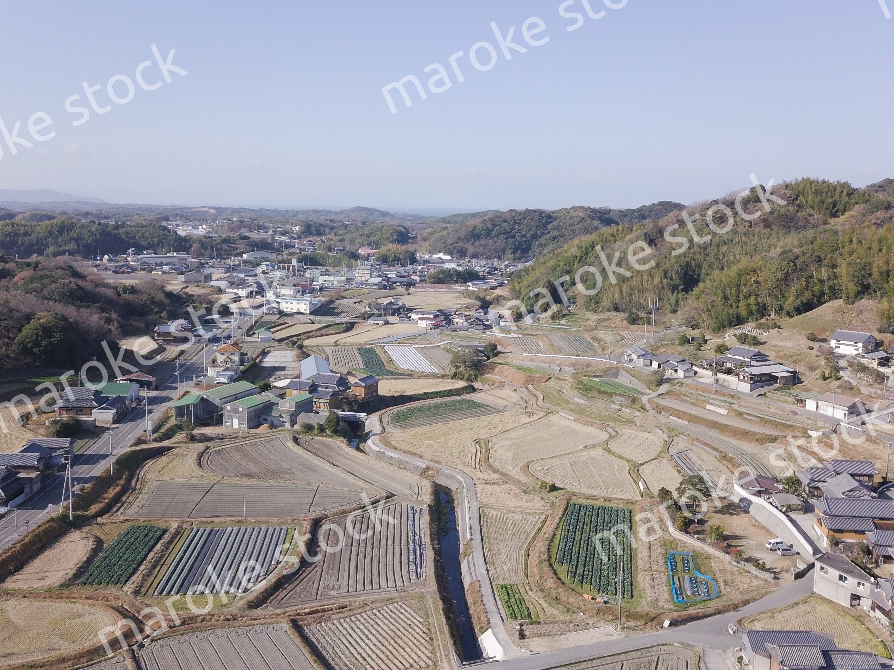 日本の田園風景ドローン撮影・淡路島