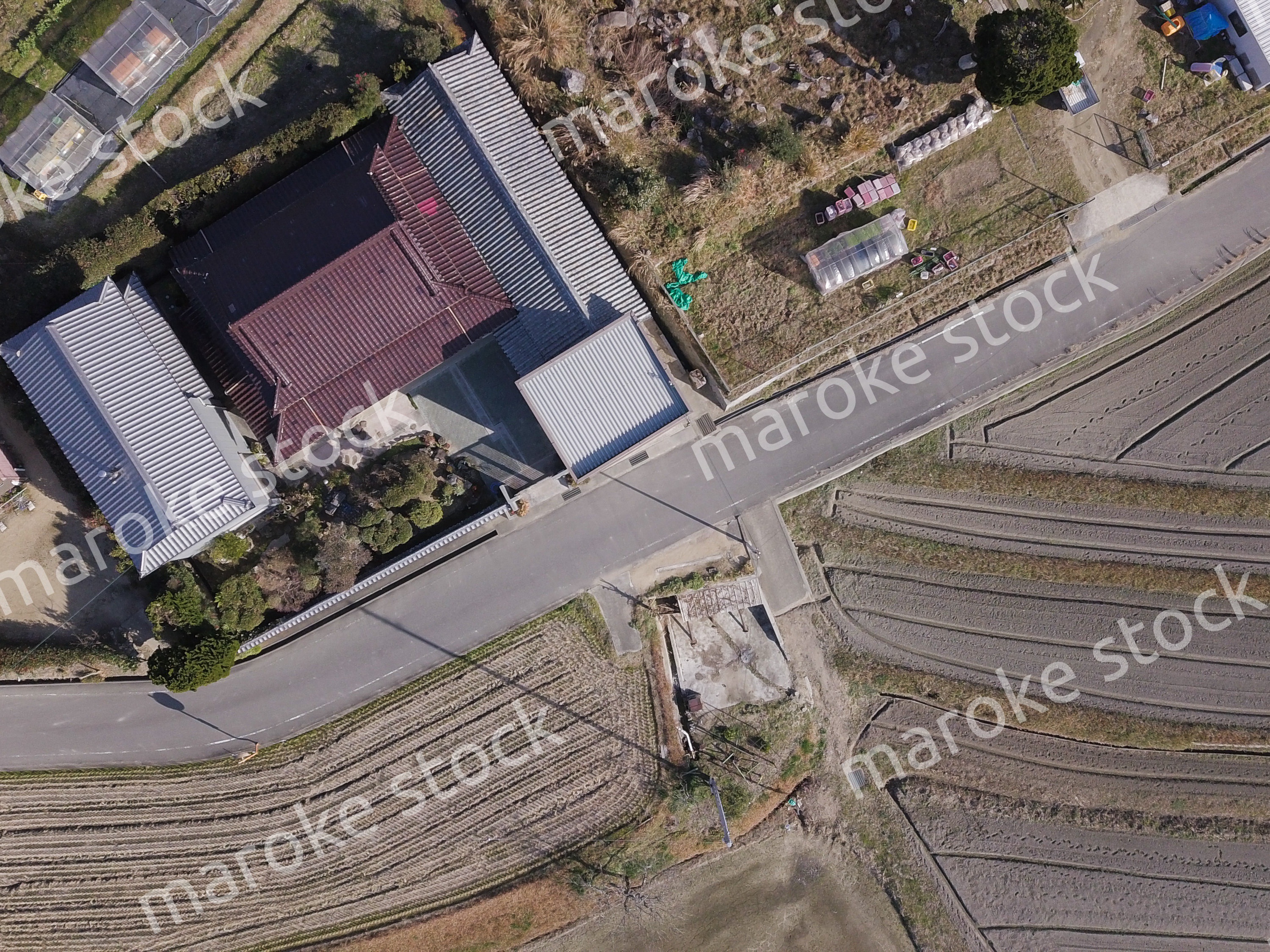 日本の田園風景ドローン撮影・淡路島