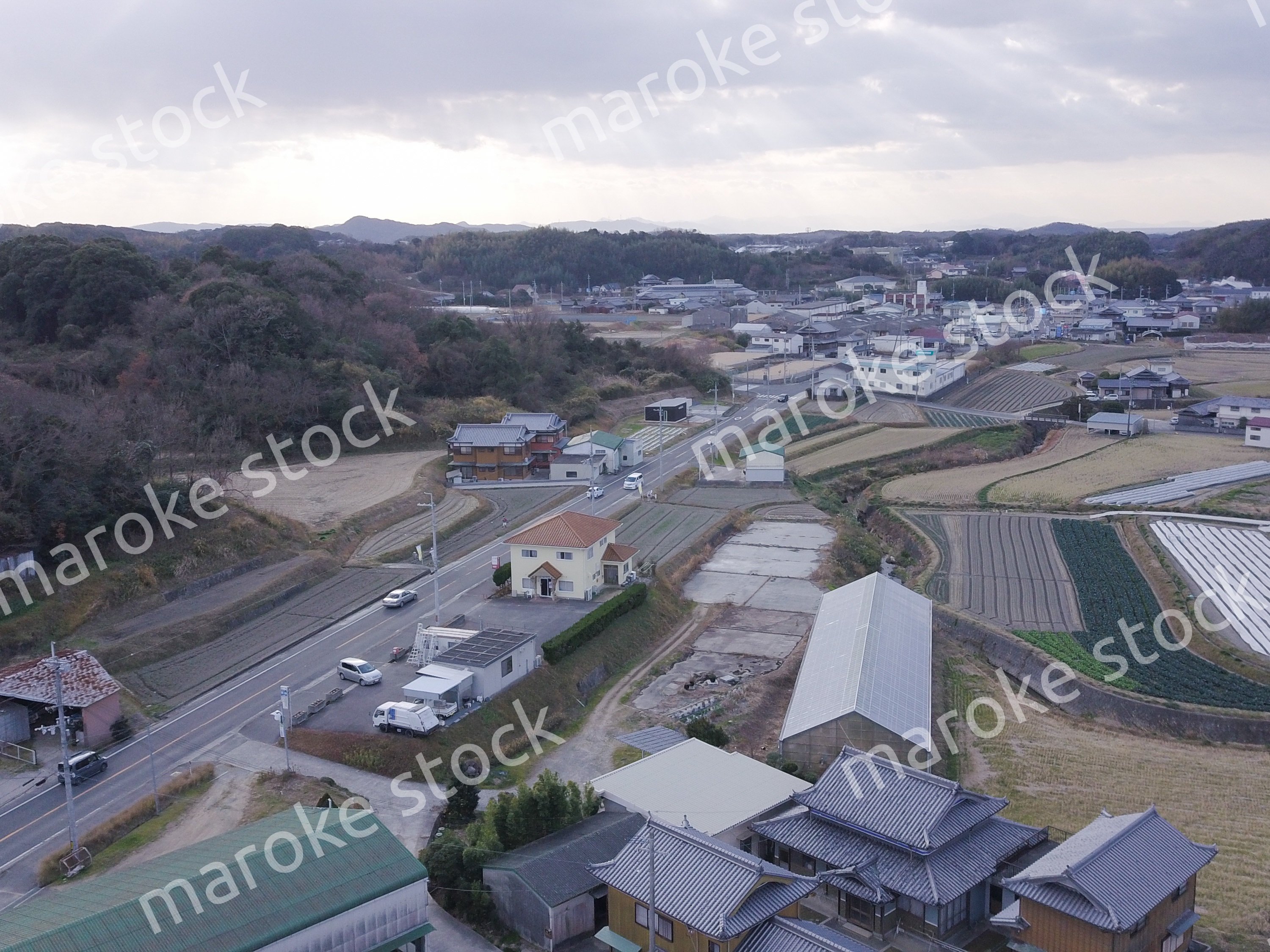 日本の田園風景ドローン撮影・淡路島