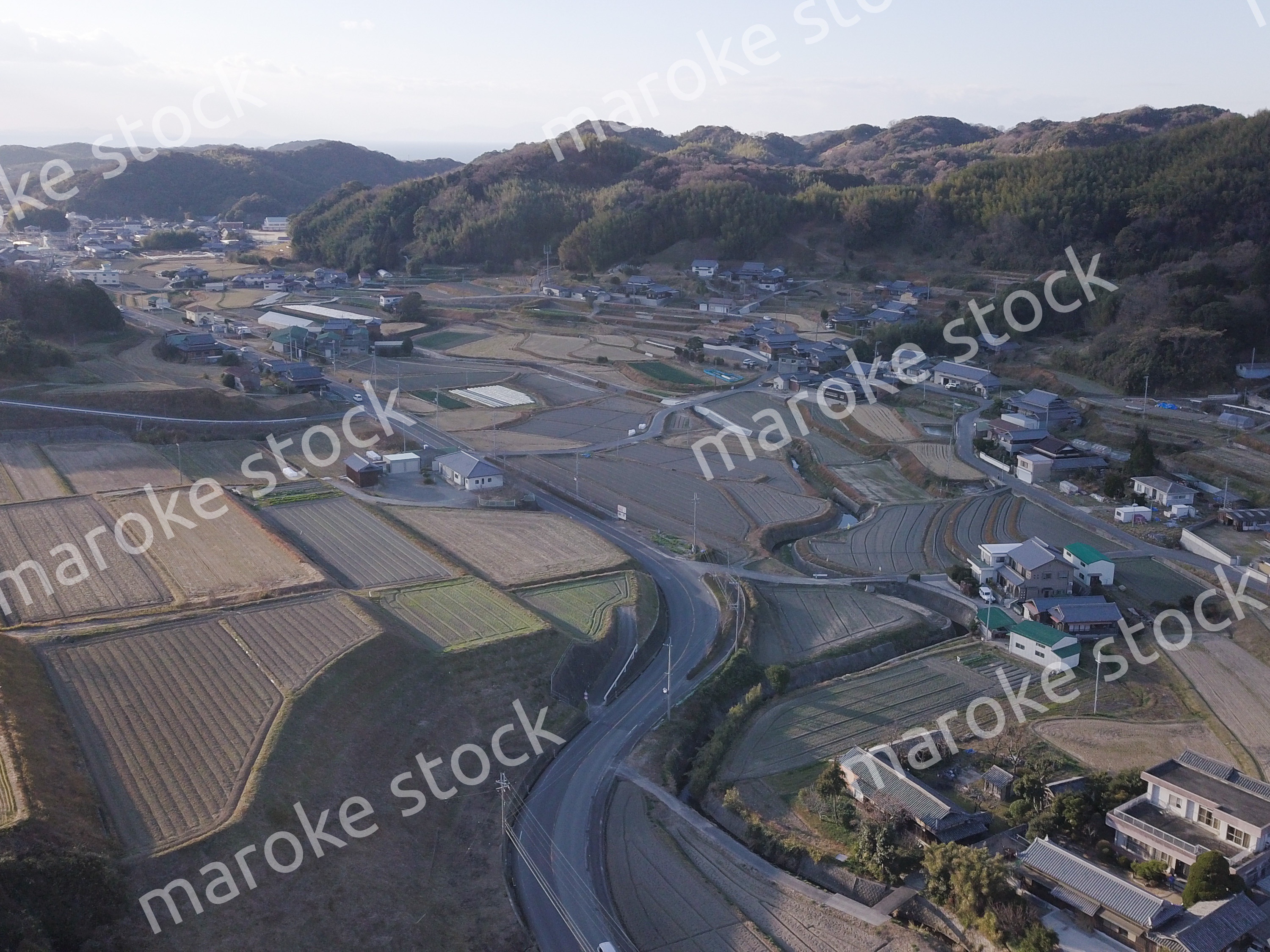 日本の田園風景ドローン撮影・淡路島