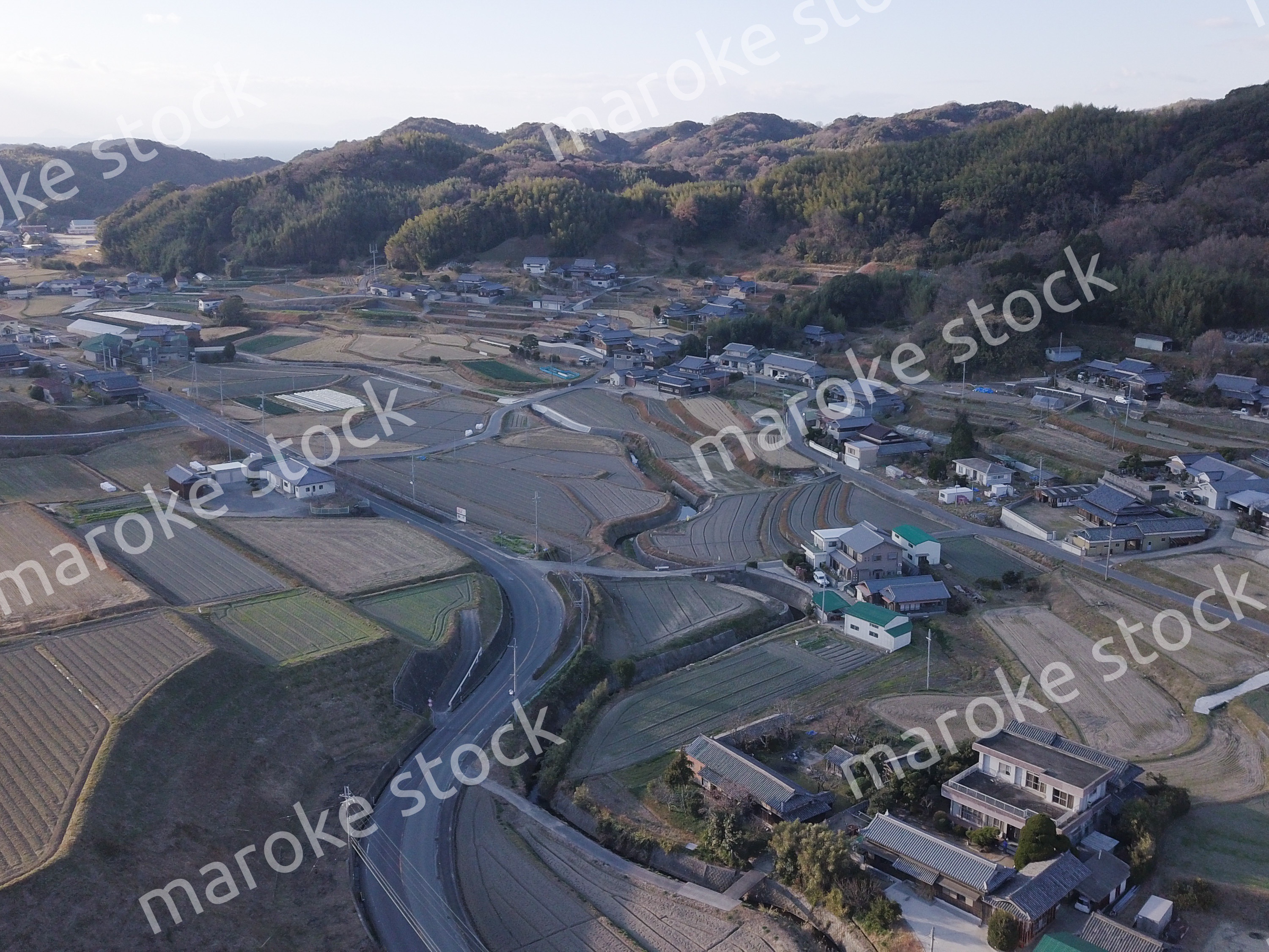 日本の田園風景ドローン撮影・淡路島