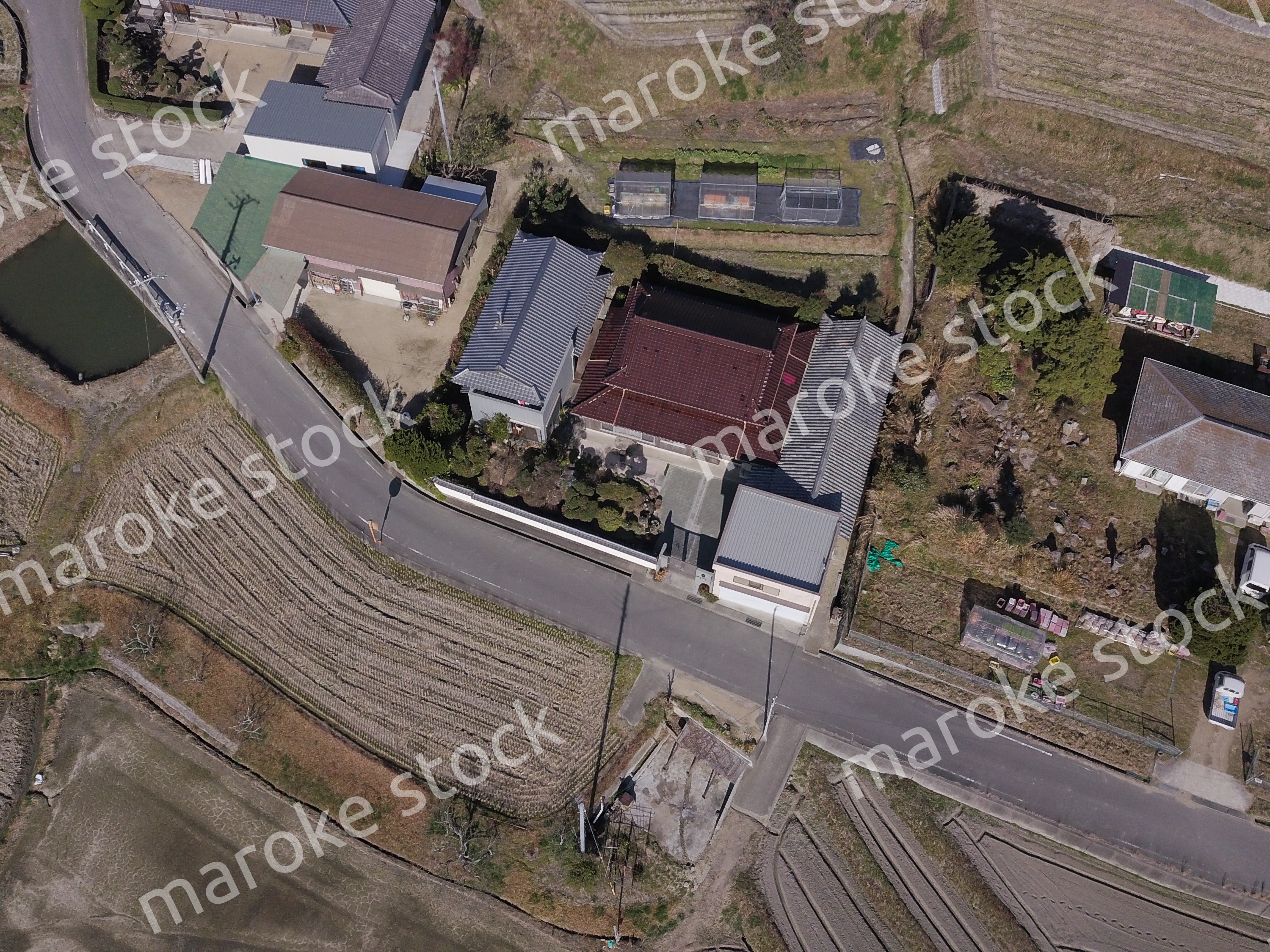 日本の田園風景ドローン撮影・淡路島