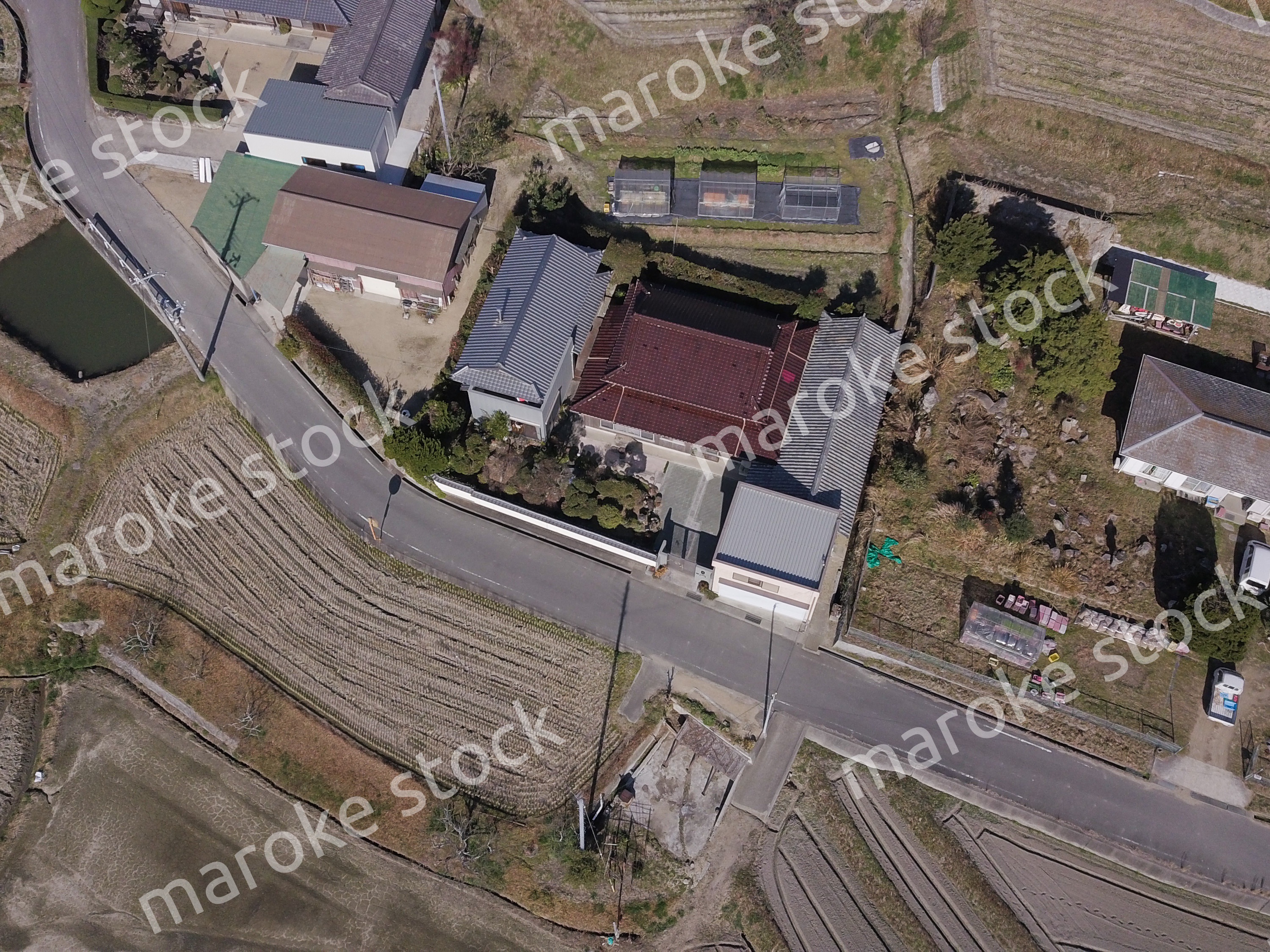 日本の田園風景ドローン撮影・淡路島