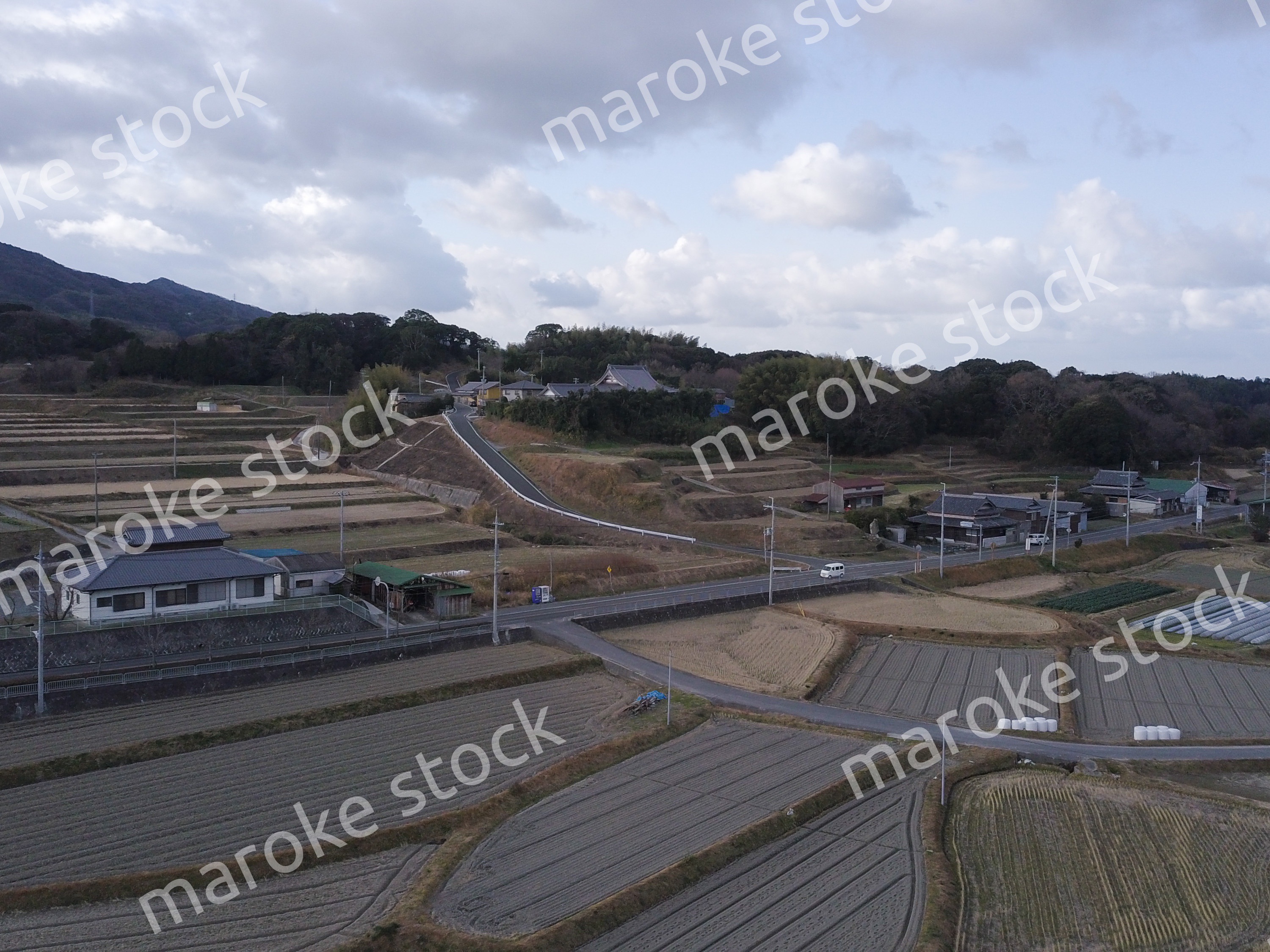 日本の田園風景ドローン撮影・淡路島