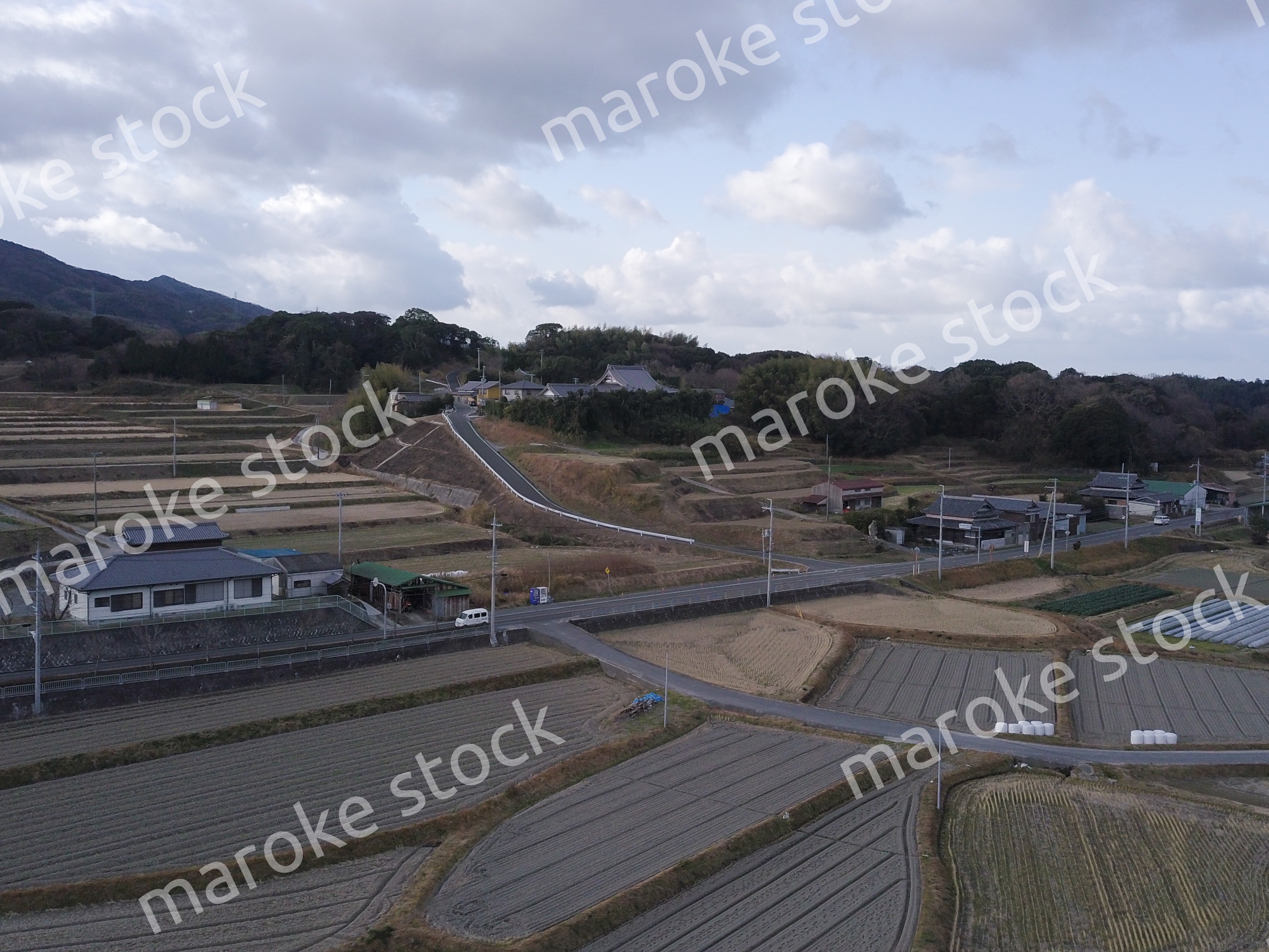 日本の田園風景ドローン撮影・淡路島