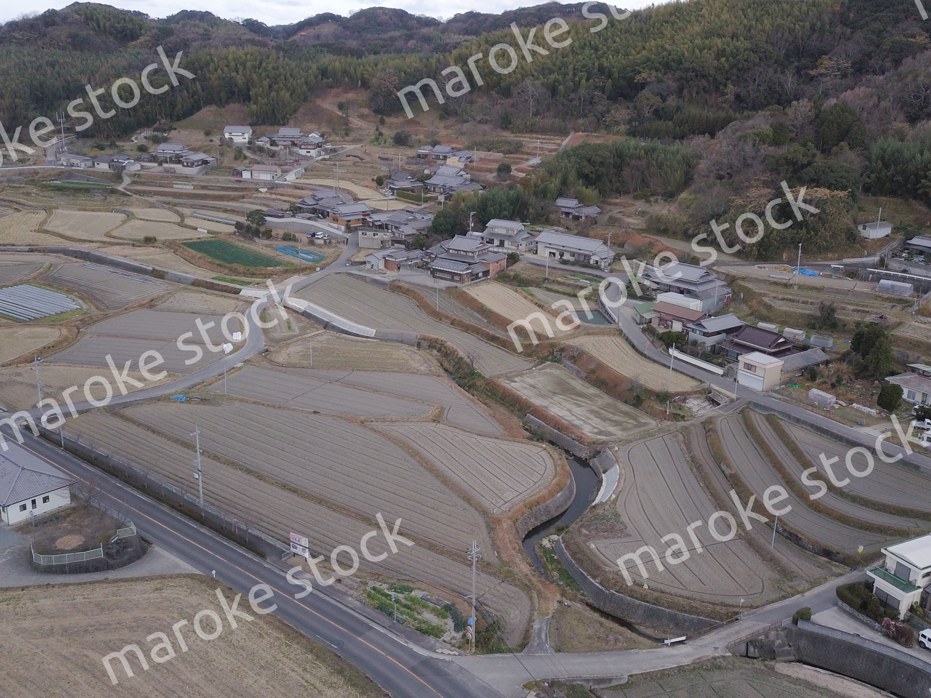 日本の田園風景ドローン撮影・淡路島
