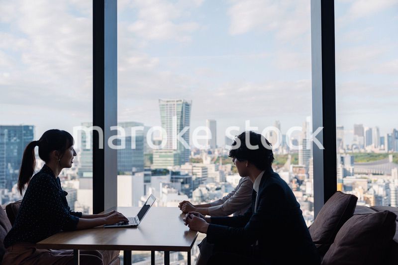 取引先との商談をするビジネスパーソン