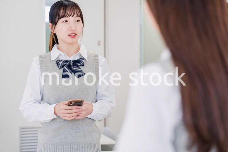 留学生と翻訳アプリでコミュニケーションを取る高校生