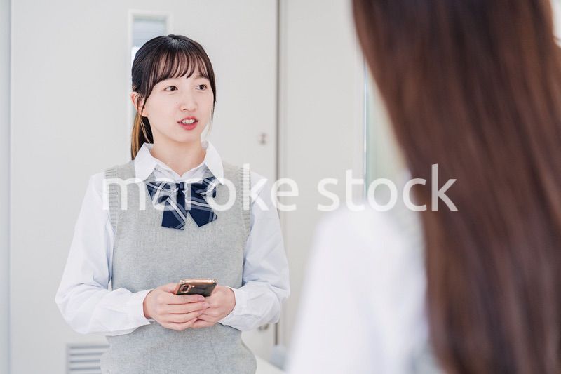 留学生と翻訳アプリでコミュニケーションを取る高校生