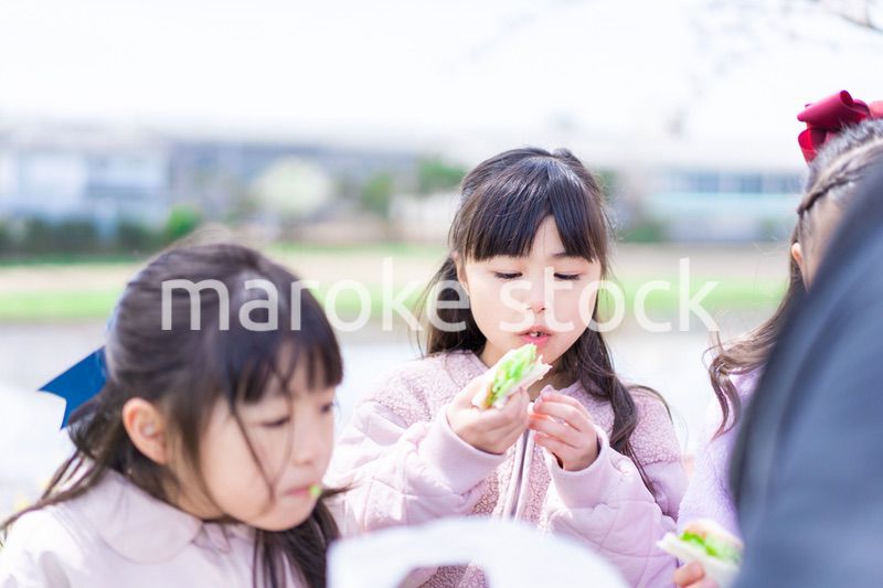 お外でピクニックをする女の子