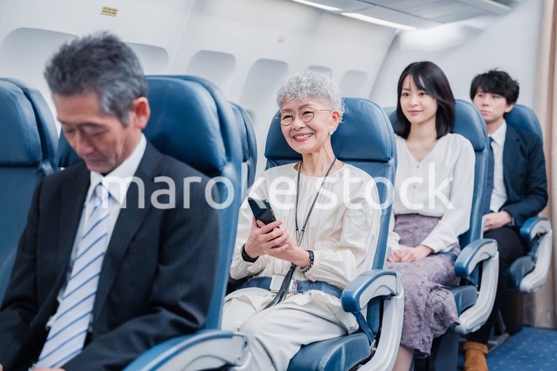 飛行機で移動する乗客