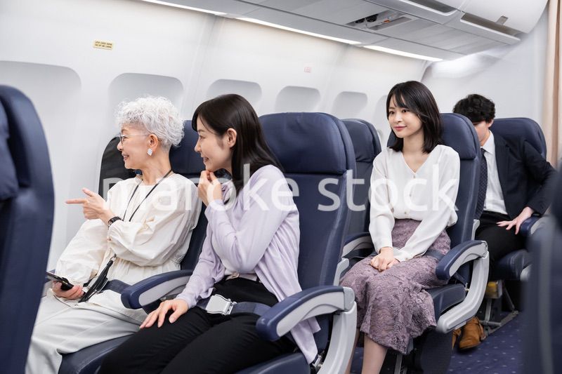 飛行機で移動をする乗客